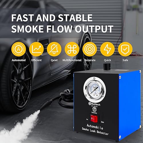 Miniatura 5 de Máquina de humo automotriz bomba de aire integrada, detector de fugas de humo de 12 V CC para sistema de tuberías, sistema EVAP, fugas de