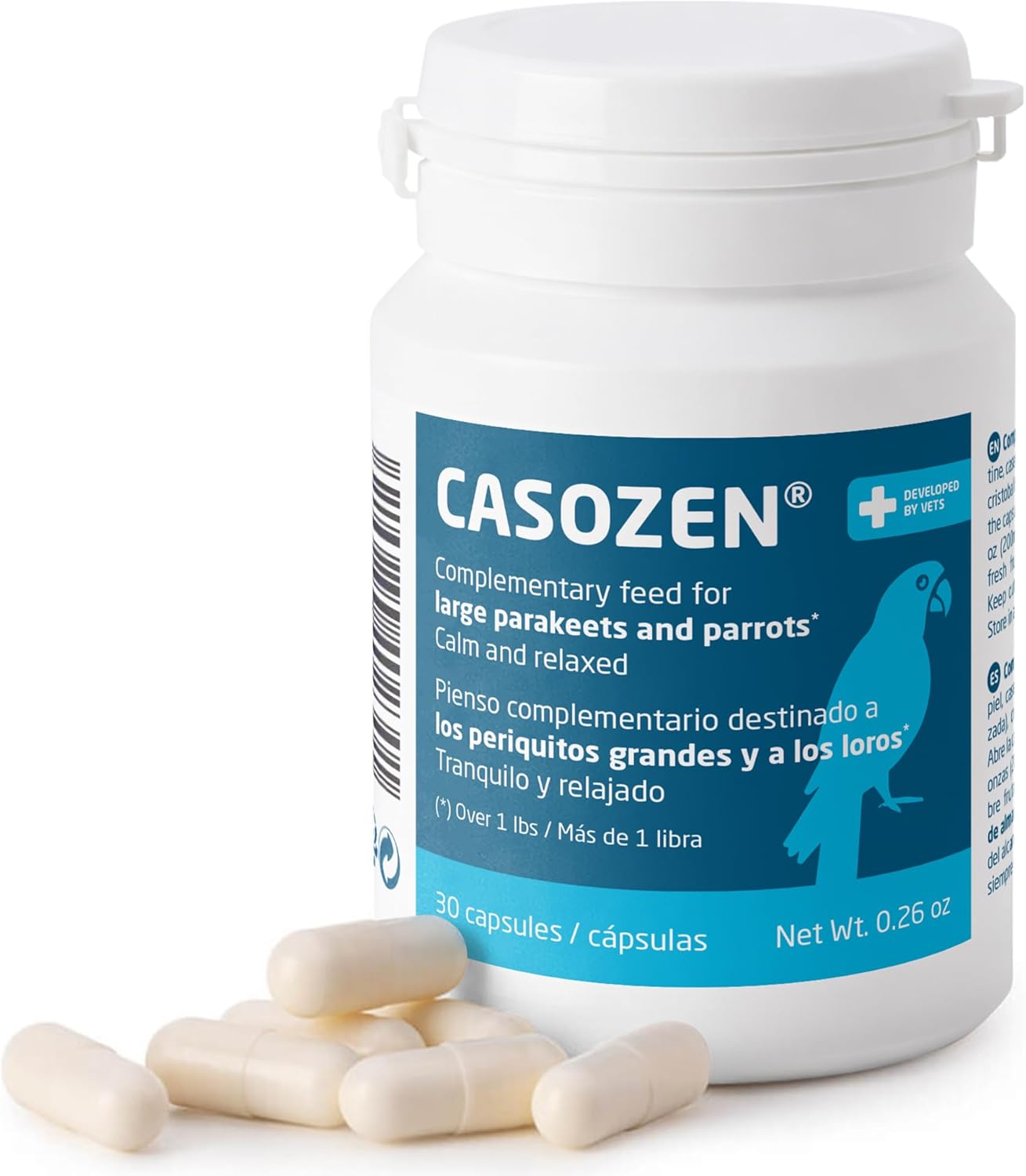 Calming Support for Large Parrots, Bird Calming Capsule, Soothes Plucking, Biting, & Screaming, Promotes Healthy Mood & Balanced Behavior - Natural & Safe for Bird 12.5oz or More 30 Capsule
