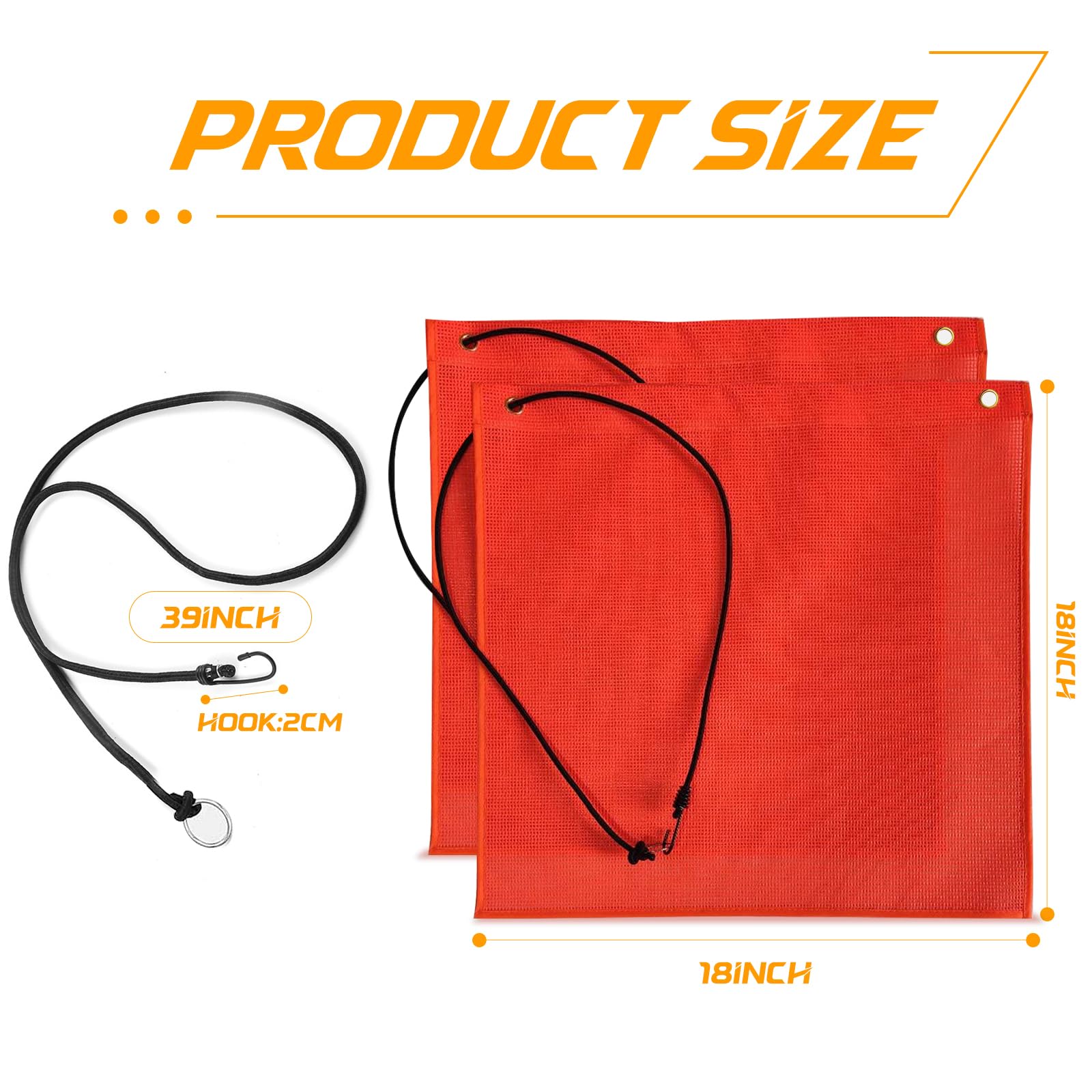 Pacify 4 banderas de seguridad de 18 x 18 pulgadas, bandera naranja