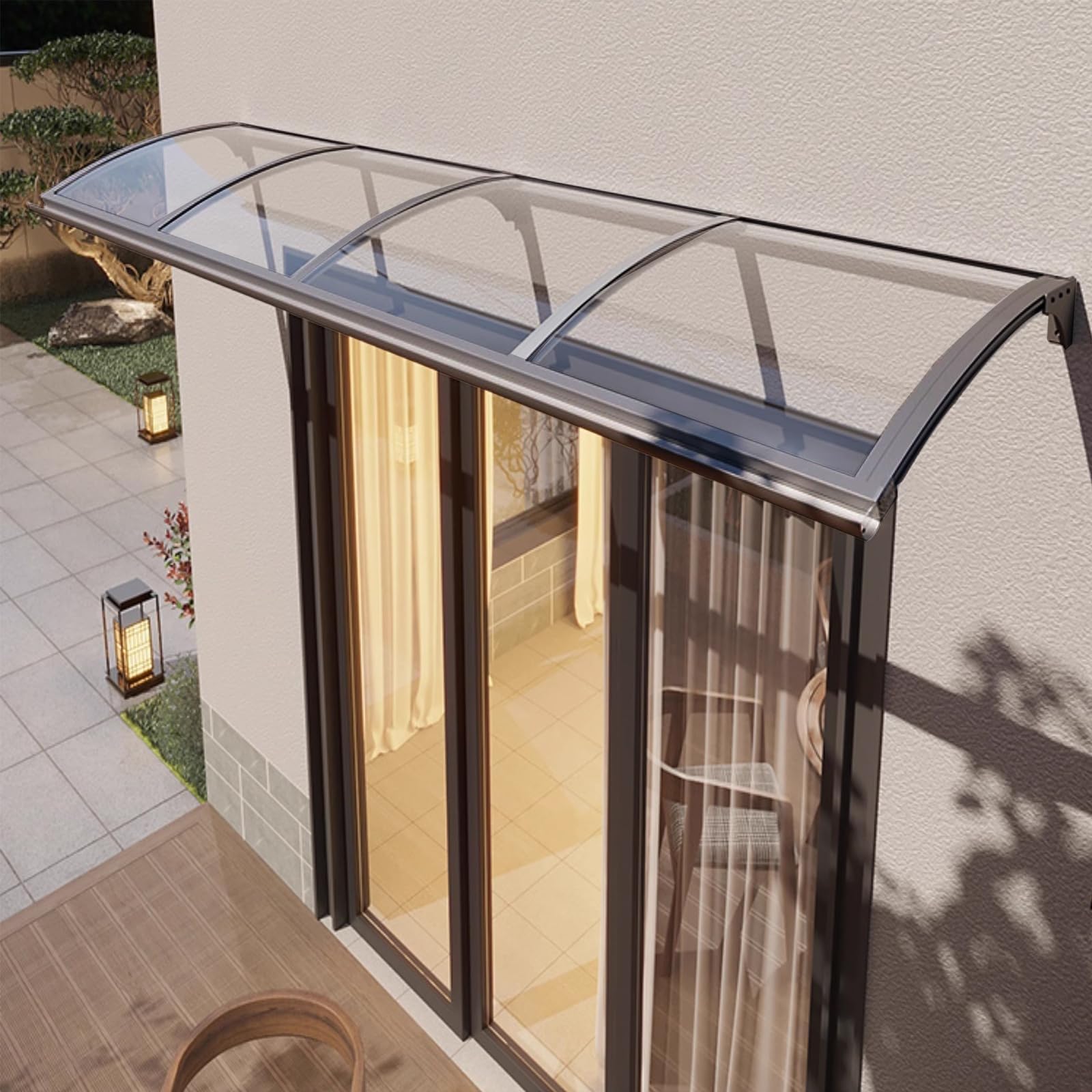 GJMSSMY Exterior Door Canopy Polycarbonate Awning UV Protection Rain & Snow Shield Aluminum Support Hollow Sheet WeatherResistant 100x250cm (39"x98")