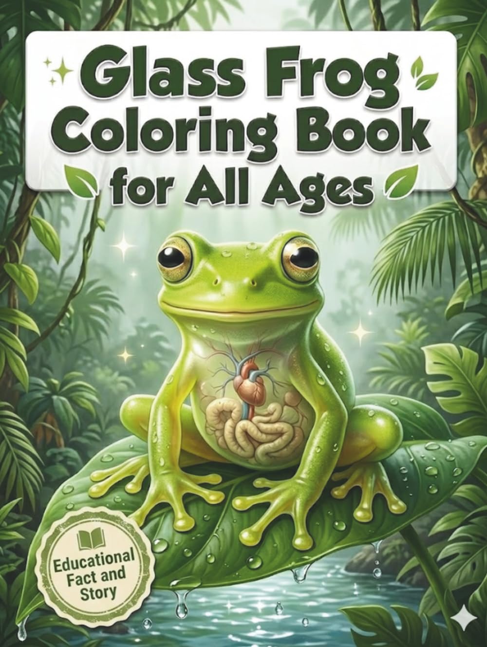 Glass Frog Coloring Book for All Ages: Realistic, Cute & Relaxing Rainforest Frog Designs for Kids, Teens and Adults: 50 Detailed and Easy-to-Color ... Creativity, Stress Relief and Fun Learning