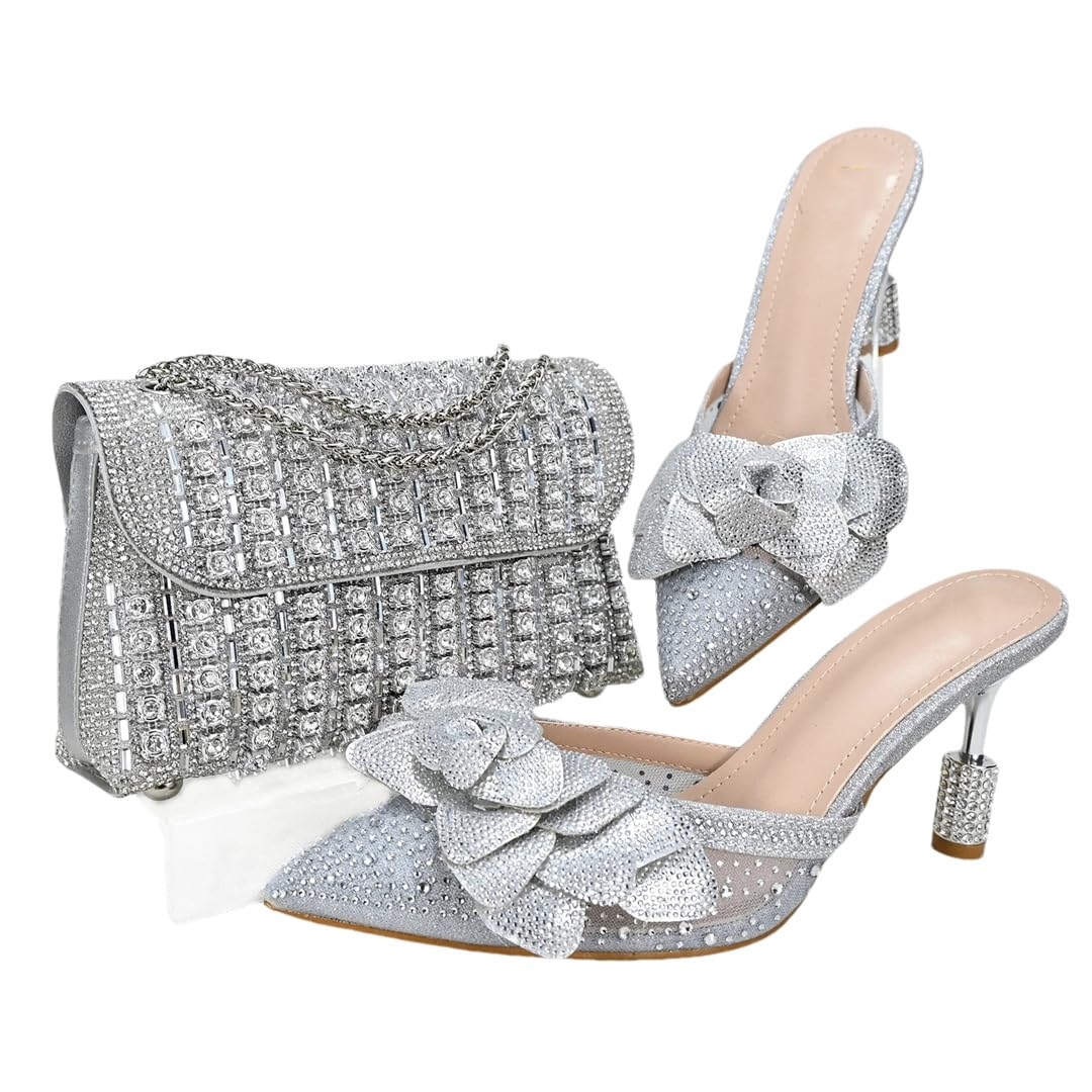 Chaussons pointus pêche de mariage et pochette haute couture - 8