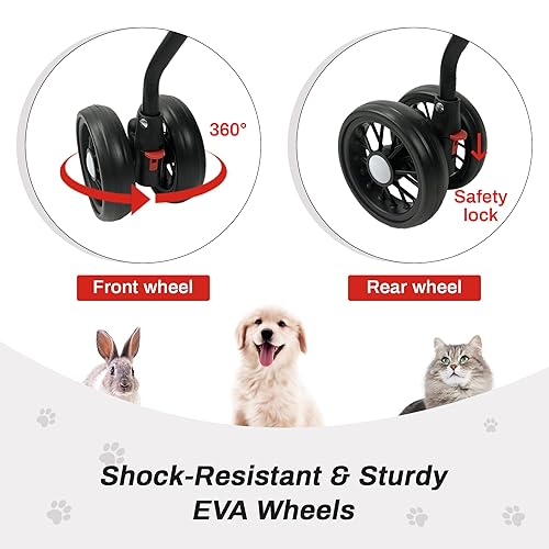 Miniatura 5 de Pet Stroller,3-in-1 Folding Dog Stroller,Multifunction Dog Cat Jogger Stroller,4 Wheel Foldable Pet Stroller with Detachable Carrier Storage
