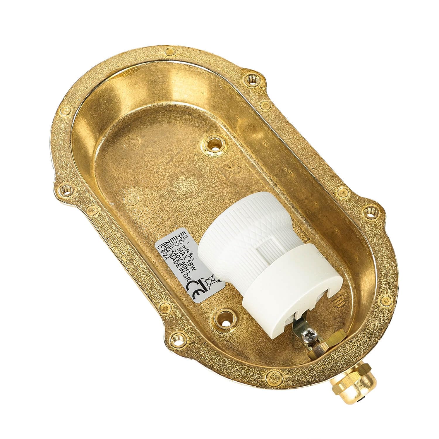 Lampada da parete esterna Skiathos in ottone E27 IP64, resistente alla ruggine in vetro scanalato stile marittimo ideale per casa, terrazzo