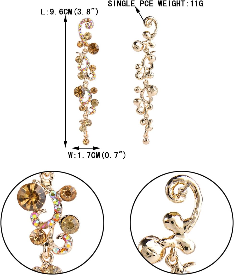 EVER FAITH Bridal Flower Wave Austrian Crystal Dangle Earrings - Image 4