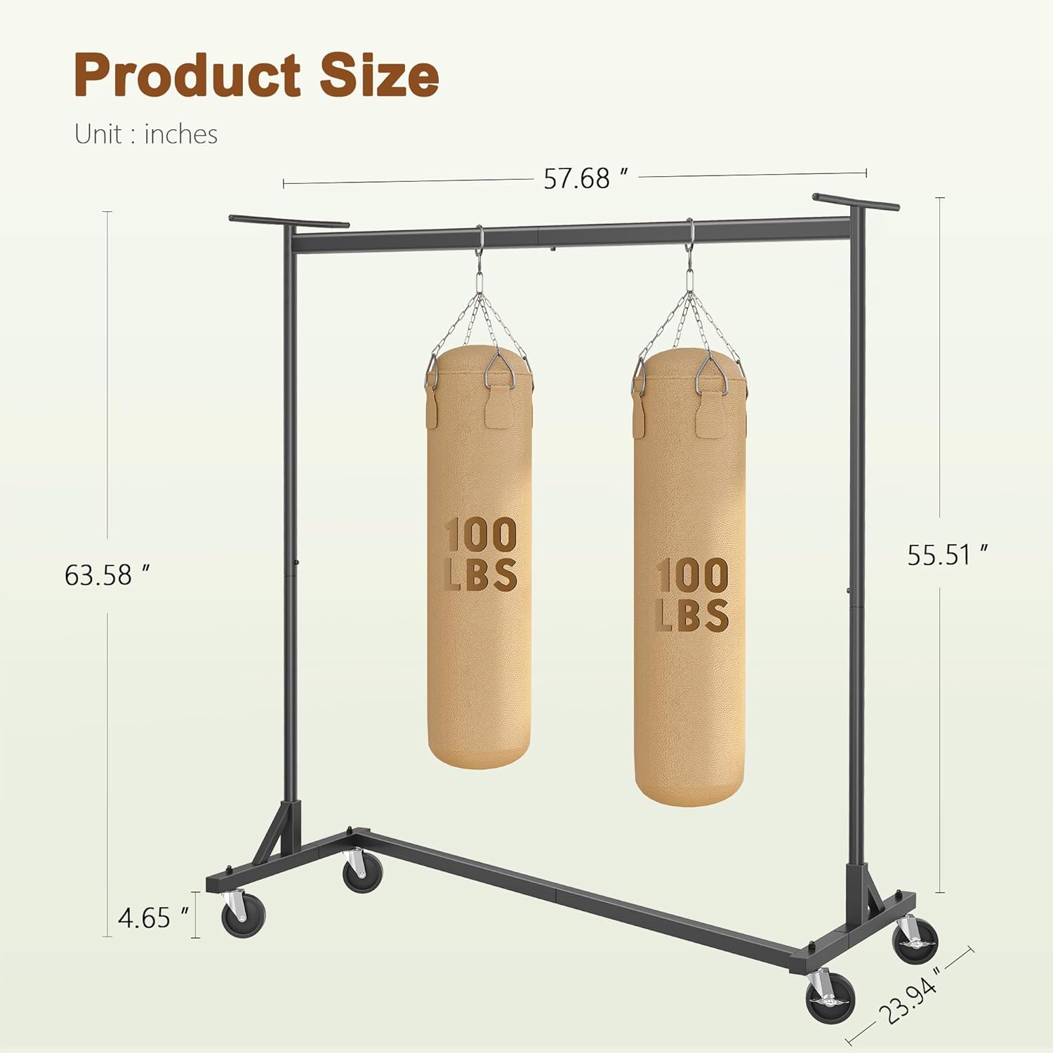 Diagram illustrating the dimensions of the Hoctieon Z Clothes Rack.