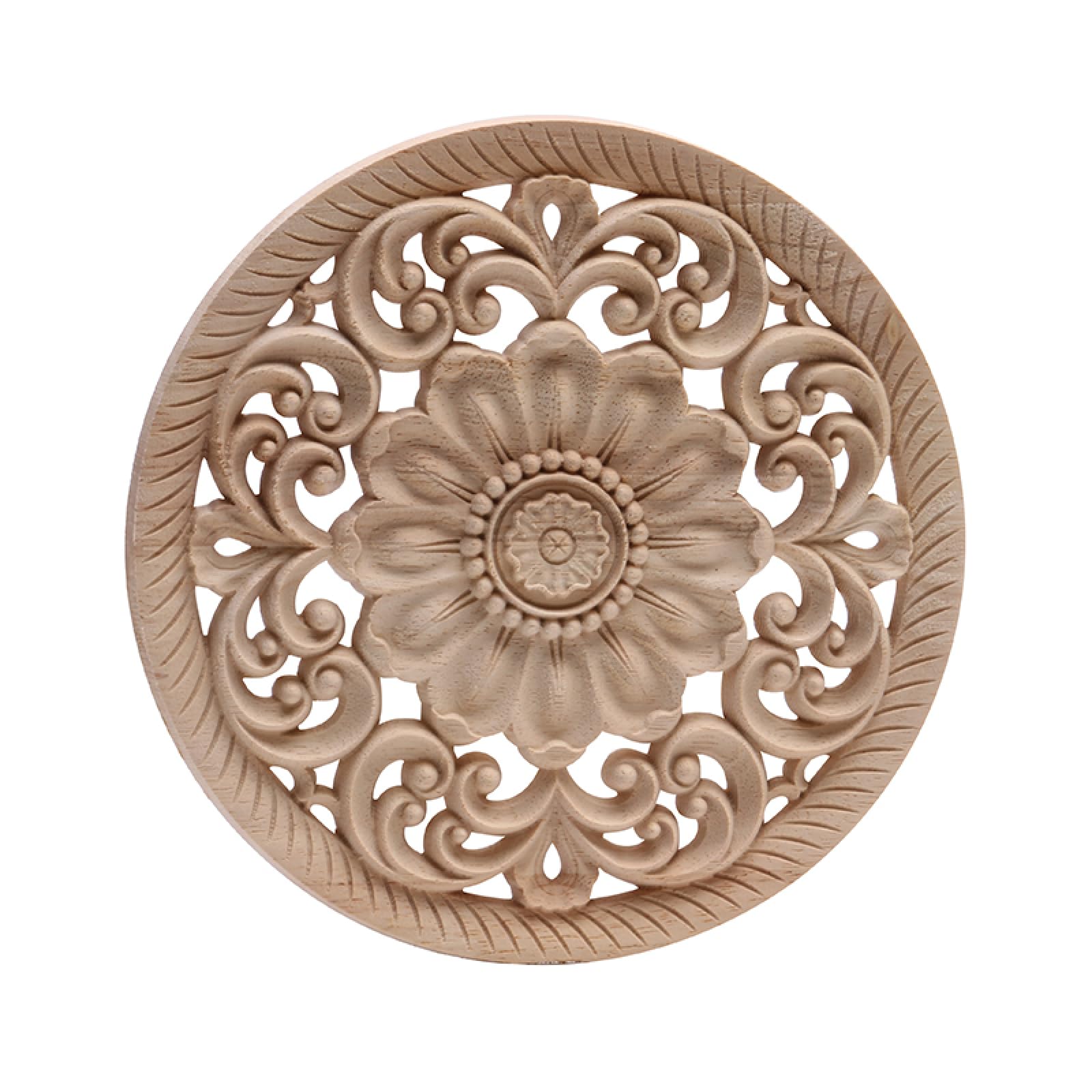 10 Apliques De Madera Tallada Con Diseño De Flor - Marco Redondo, Para Decorar Muebles, Armarios Y Puertas, 4-6 Cm