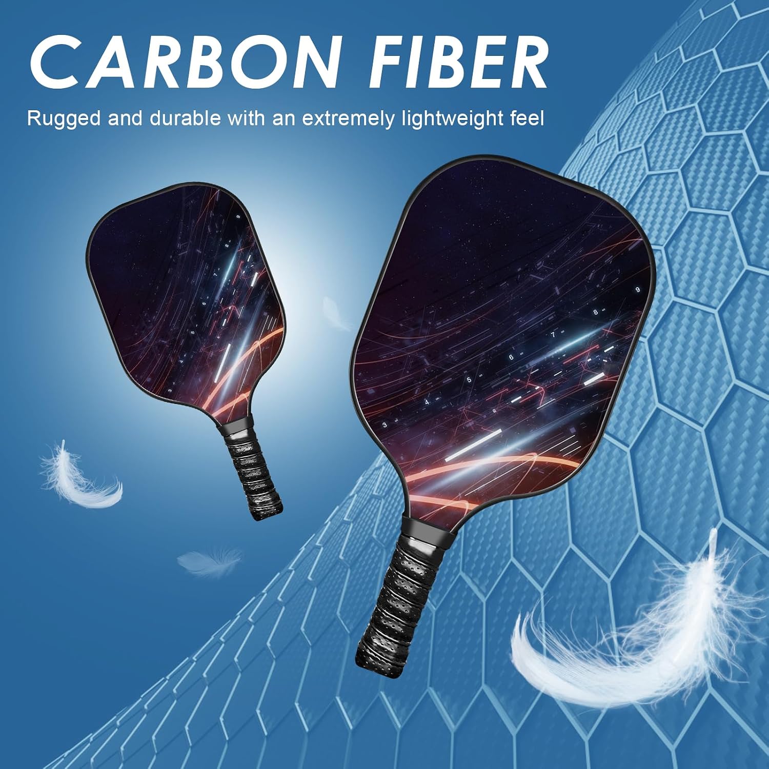 Pickle Ball Set Pickleball Paddles Set of 2 Carbon Fiber Pickleball Paddle Includes 4 Balls, 2 Ball Pickers, 1 Ball Bag Best Gifts for Junior and Professional Pickleball Equipment