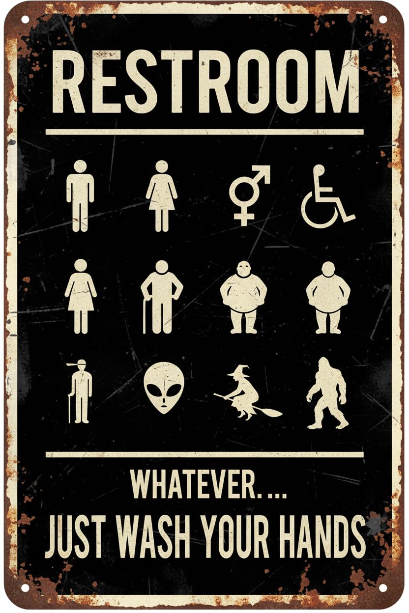 Whatever Just Wash Your Hands Restroom Tin Sign, 8x12 Inch