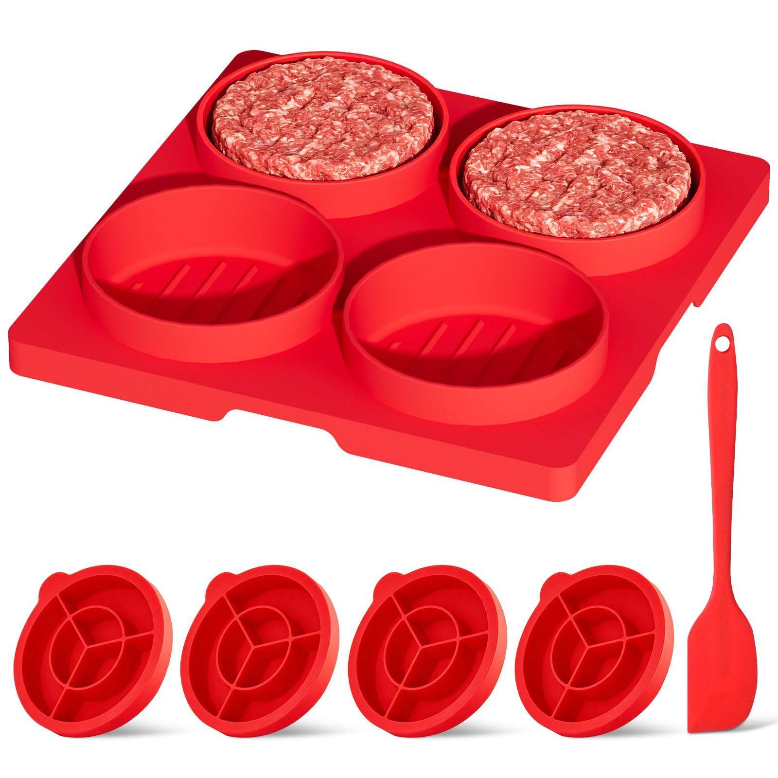 Moule à hamburger silicone anti-adhésif à portions réglables pour repas