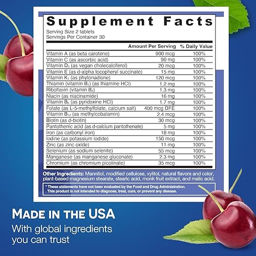 Miniatura 2 de EZ Melts Multivitamínico con hierro vitaminas sublinguales vegano cero azúcar sabor a cereza natural 60 tabletas de disolución rápida