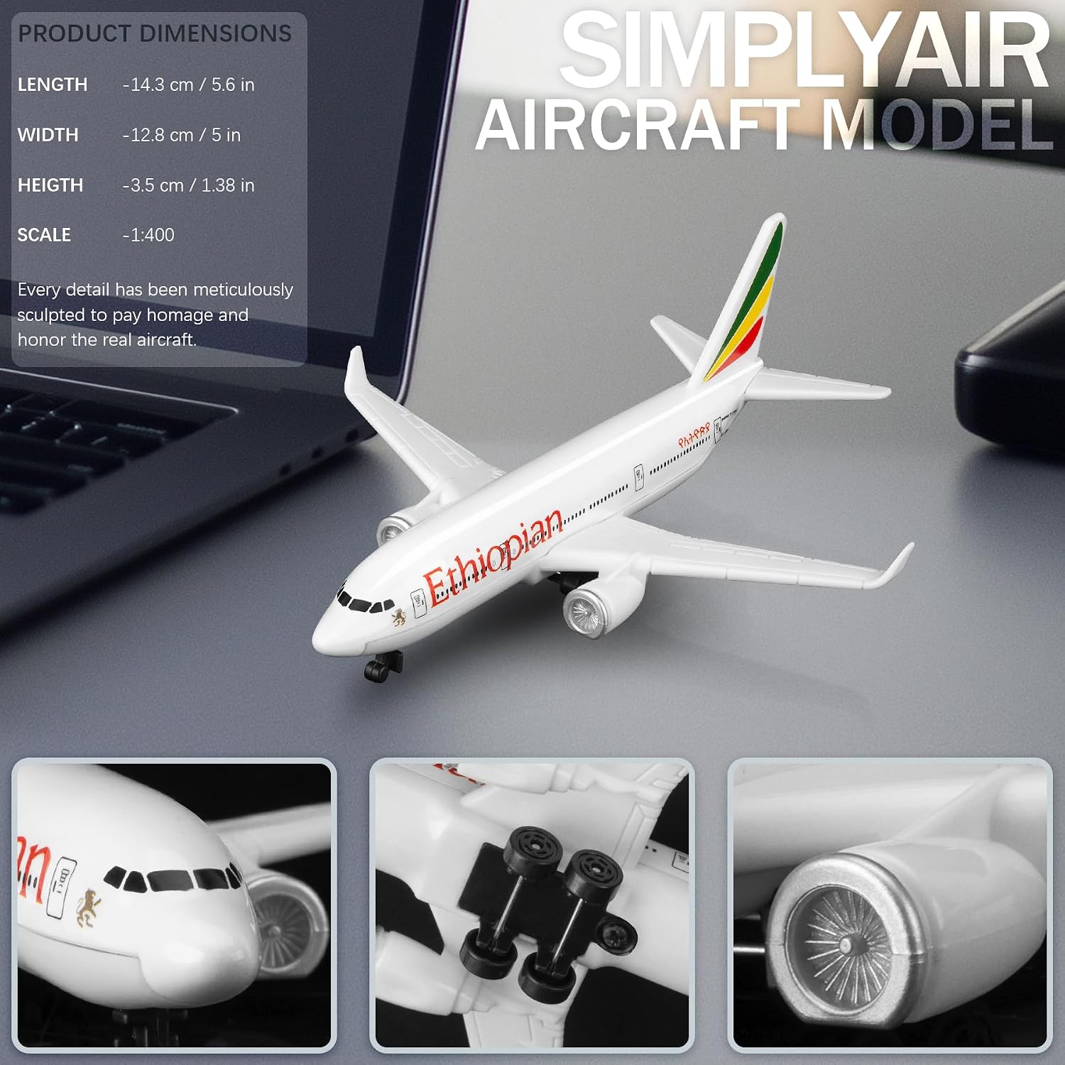 1/400 Ethiopian Airplane Model Kits Plastic Airplane Model for Collection and Display
