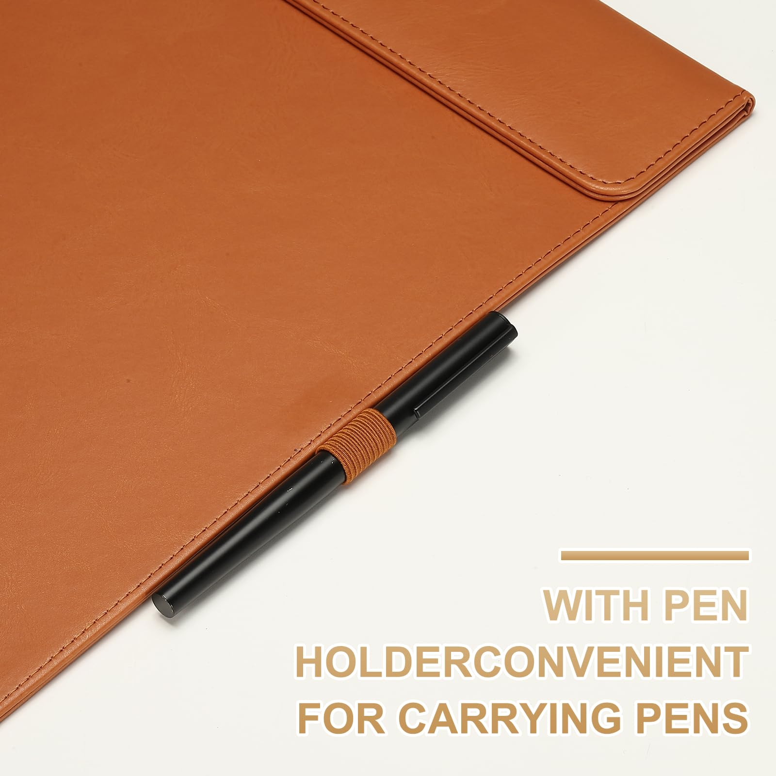 PATIKIL Portablocco formato A4, in pelle PU, 24,1 x 34,3 cm, con portapenne, organizer per ufficio, lavagna stile 2, arancione