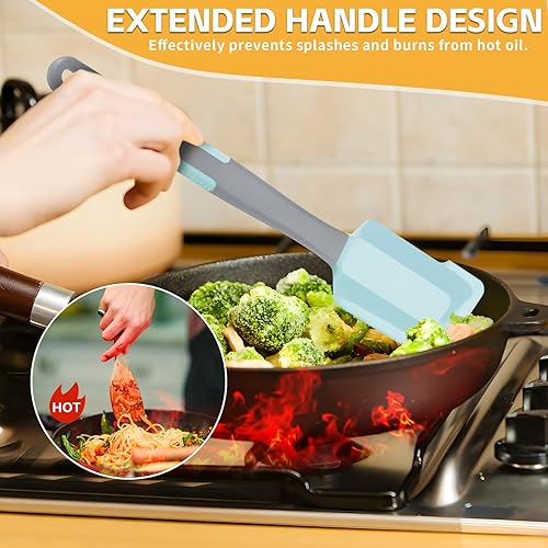 Miniatura 3 de Cepillo de silicona para untar, espátula de silicona, cepillo extra largo para untar + espátula de silicona resistente al calor, para hornear,