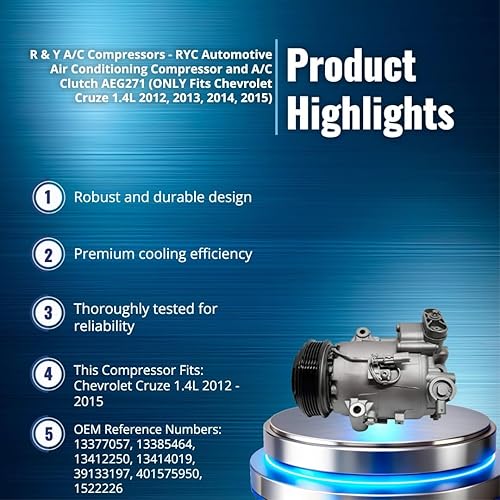 Miniatura 2 de Compresores de aire acondicionado R&Y - RYC Compresor de aire acondicionado automotriz y embrague de A/C AEG271 (solo compatible con Chevrolet Cruze
