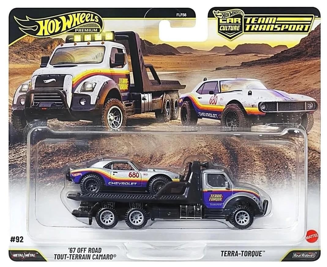 Hot Wheels Premium Car Culture Team Transport '67 Offroad Camaro with Terrace Torque 2 Piece Set #92