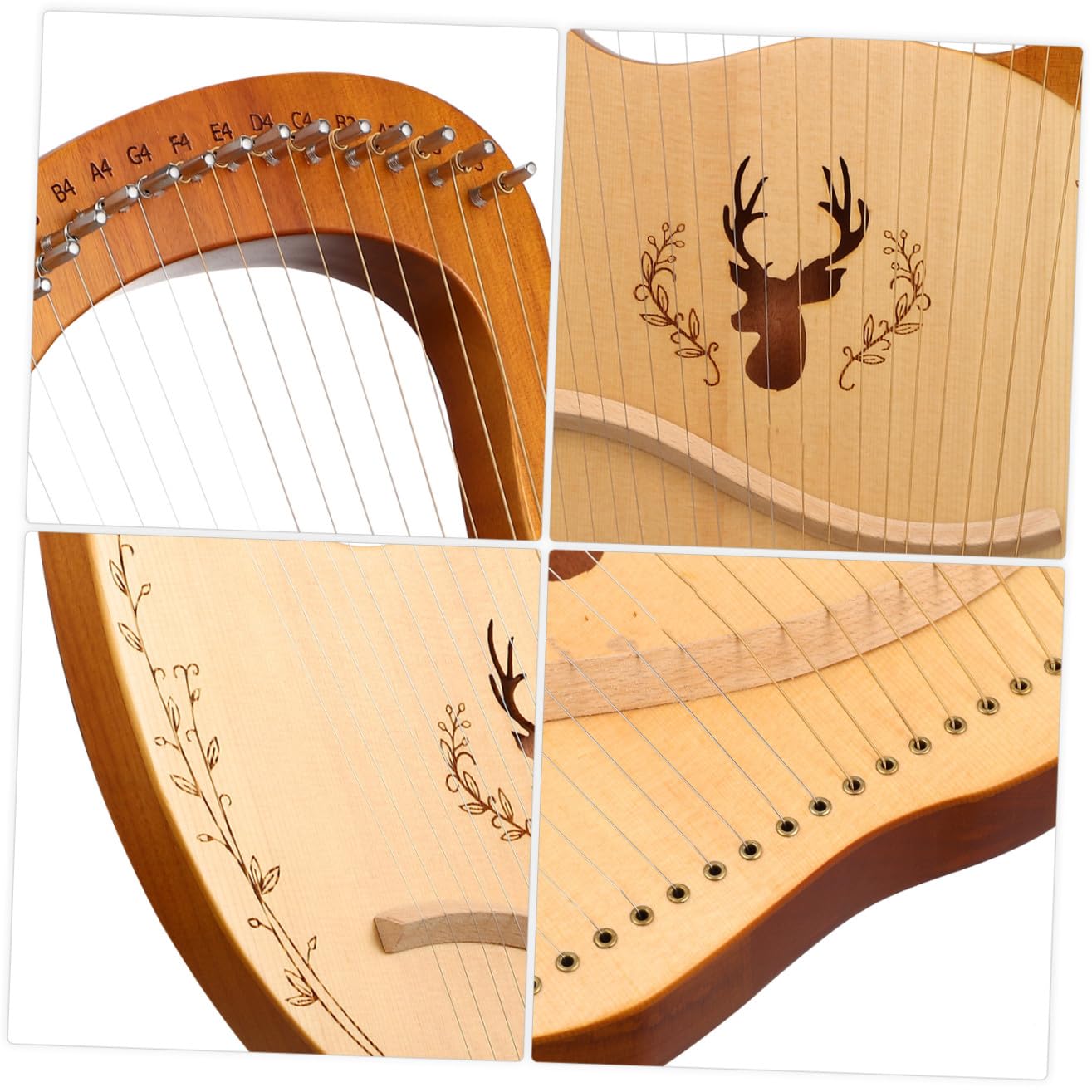 TOYANDONA Set di Lira a 19 Corde e Borsa, Strumento Musicale per Principianti in Legno con Chiave di Accordatura con Bordi Arrotondati e Effetto Fischio Continuo