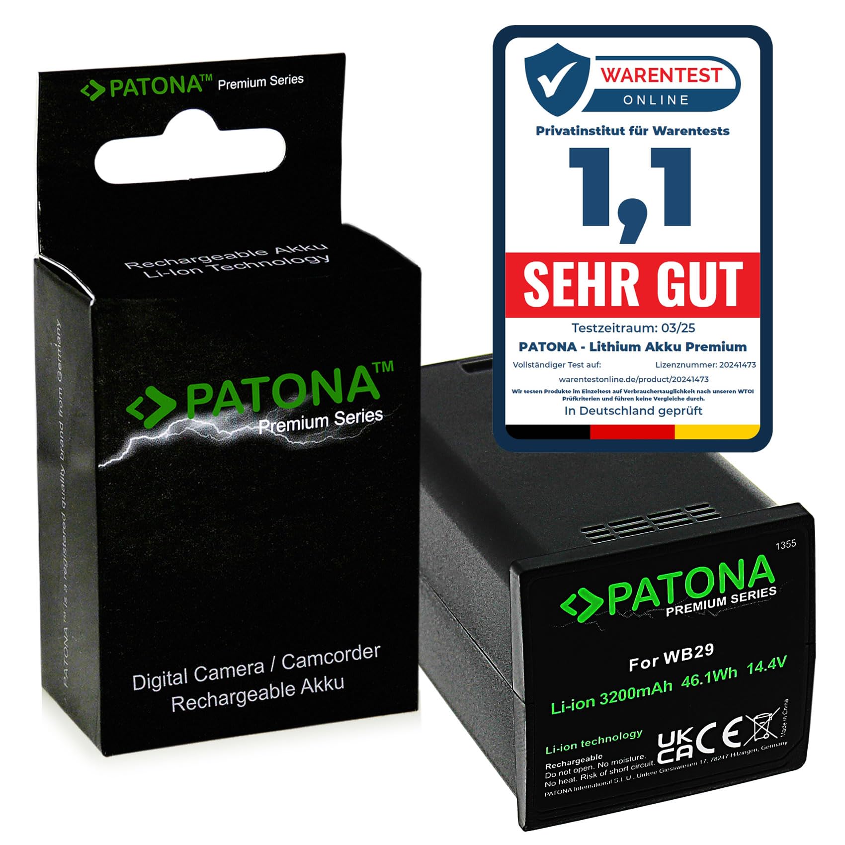 PATONA WB29 Akku 3200mAh – Ersatz für Godox WB29 / WB29A / WB29B – für Godox AD200 und AD200Pro Pocket-Blitz – mit LG-Zellen, Reserve für das Shooting