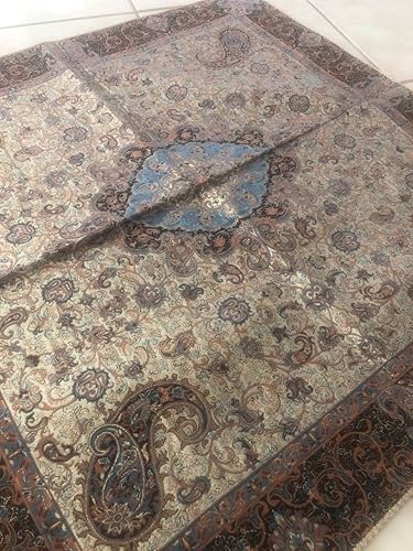 Miniatura 2 de SPIRIT OF ART Mantel hecho a mano de cachemira, bordado, hazaña de arte, tamaño: 28 pulgadas, cuadrado, natural y colores fijos, bellas artes