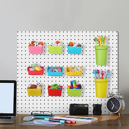 Miniatura 5 de Yookeer 20 cubos y tazas de tablero de clavijas con ganchos y bucles, surtido de accesorios organizadores de clavijas, varios organizadores de