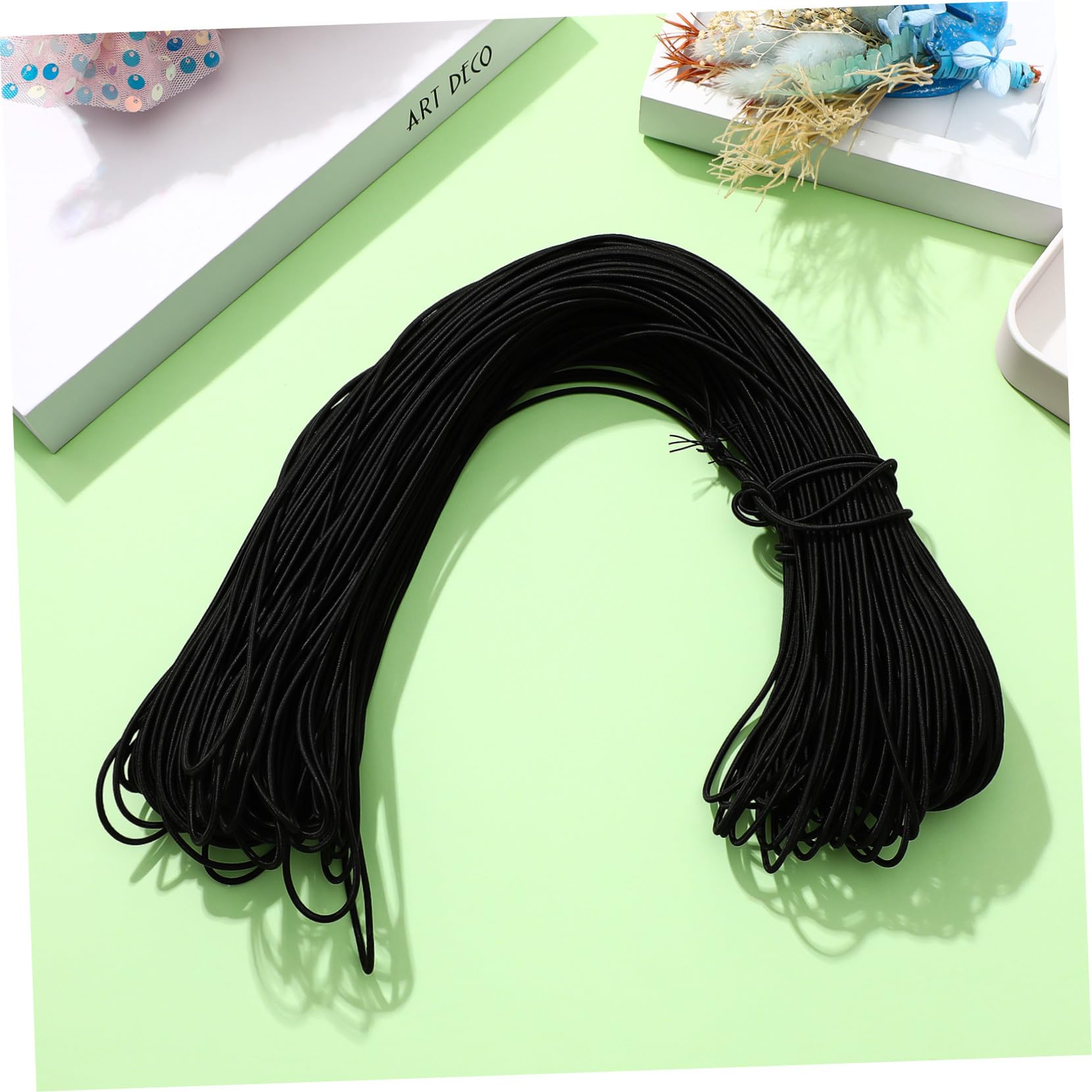 Cordón Elástico Redondo Negro 2,5 Mm para Manualidades DIY 100 M de Cinta Elástica Flexible para Costura, Confección y Decoración Tutoriales Artesanales