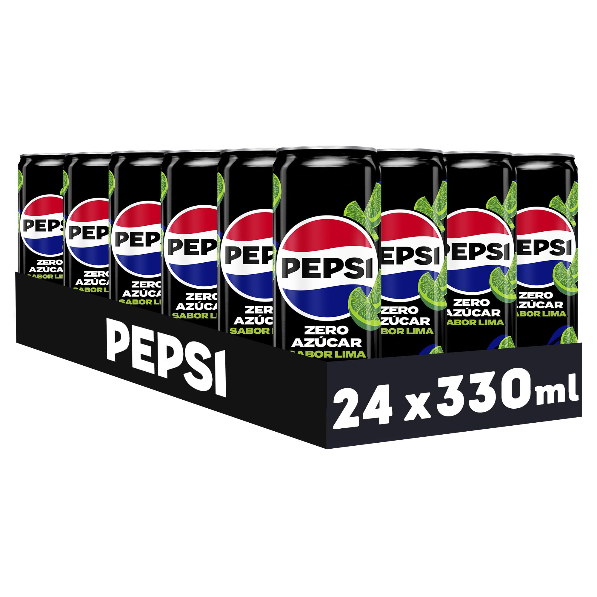 Pepsi Zero Lime, Zero Sugar, 330 ml – Packung mit 24 Dosen