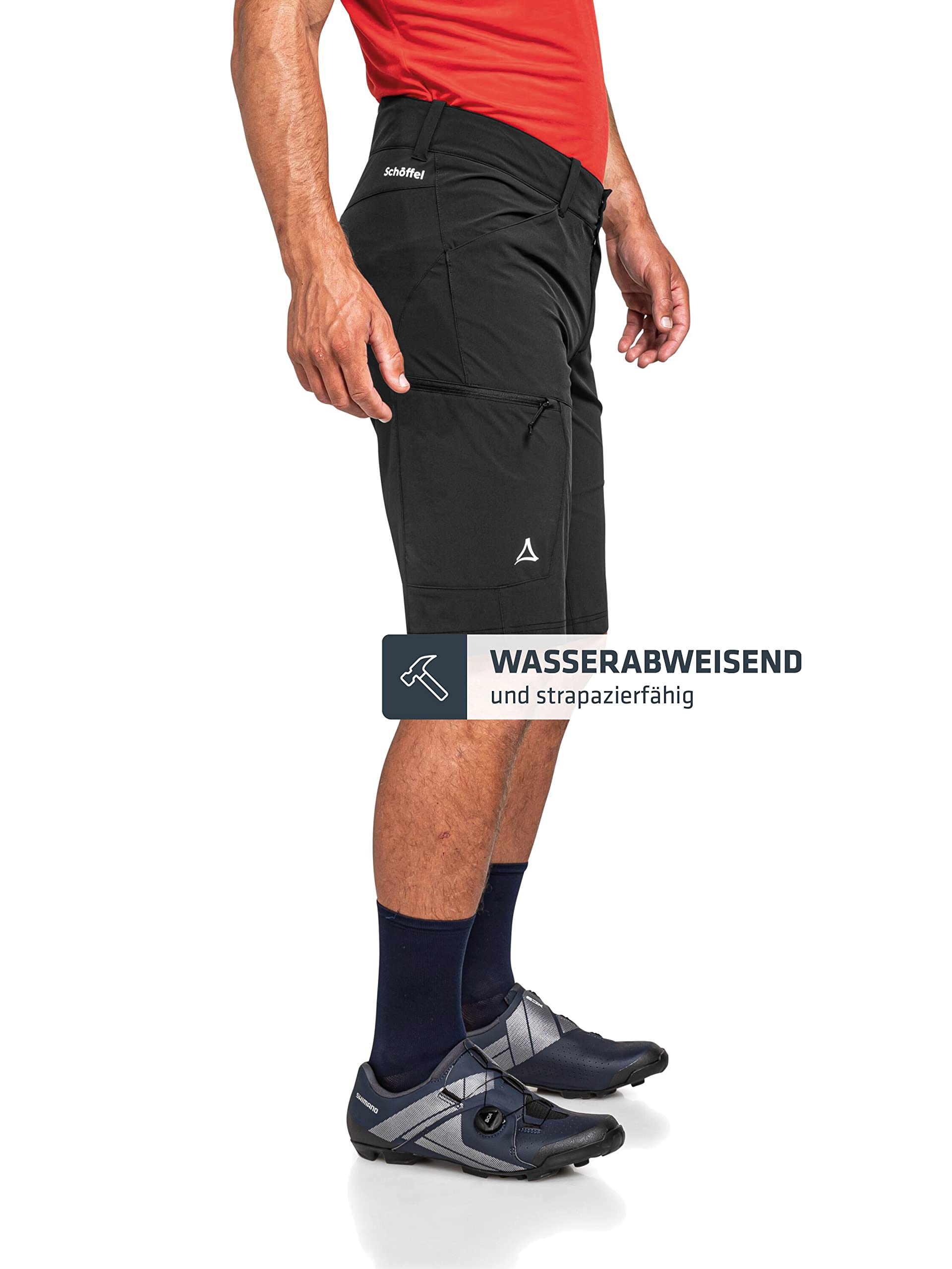 Schöffel Herren Shorts Danube M, Wasserabweisende Radlerhose, schnell trocknende Fahrradhose mit Bundverstellung