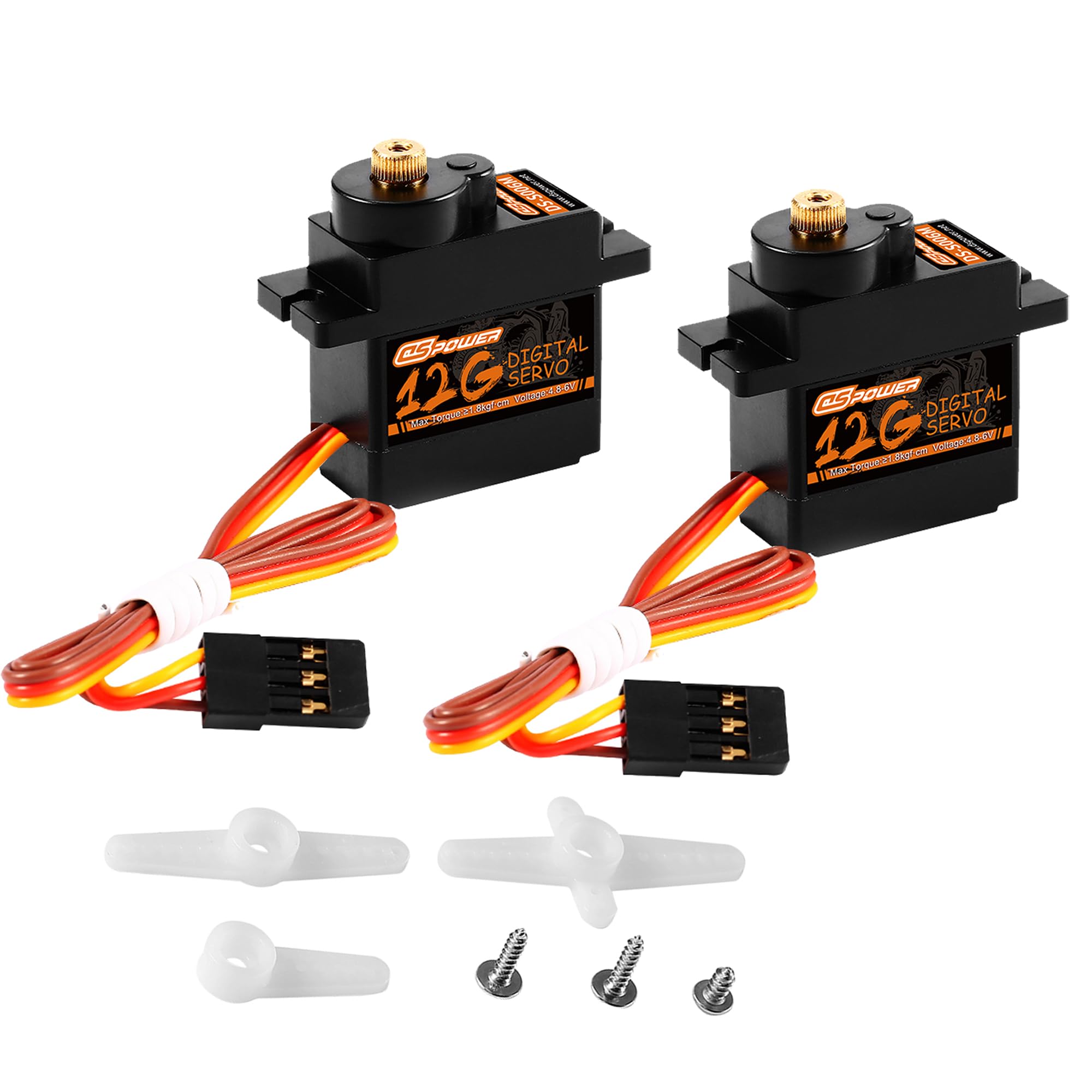 DSPOWER 2PCS 9g Micro Servo,12g Mini Servo Motor Full Metal Gear for RC Helicopter Airplane Boat Controls, for 450 Helicoper 1/24 SCX24 WLtoys WPL RC Car