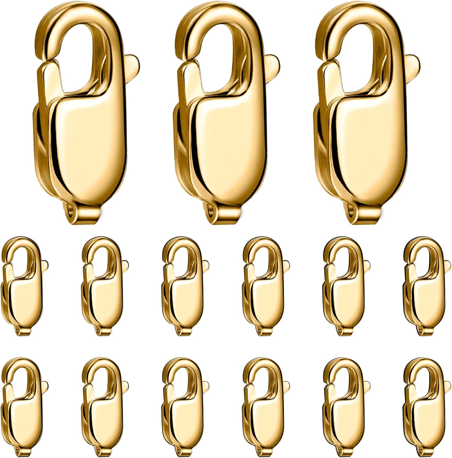 20PCS 11MM Gold Lobster Clasps, 18K PVD Gold Plated 316 Stainless Steel Lobster Claw Clasps Bulk for Necklace Bracelet Jewelry Making DIY Craft