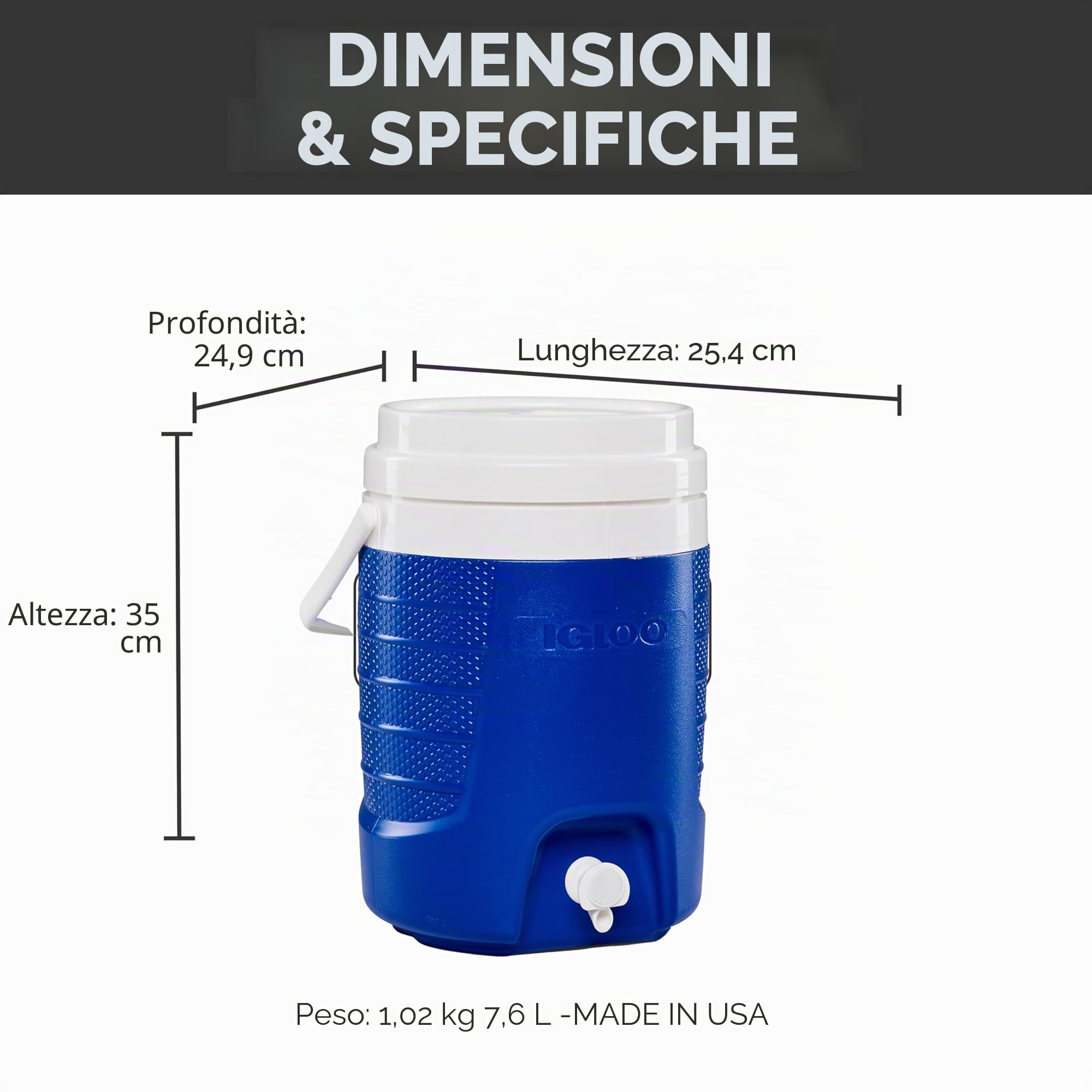 Igloo 2-Gallon Sport Beverage Cooler, Majestic Blue, Model Number: 31377