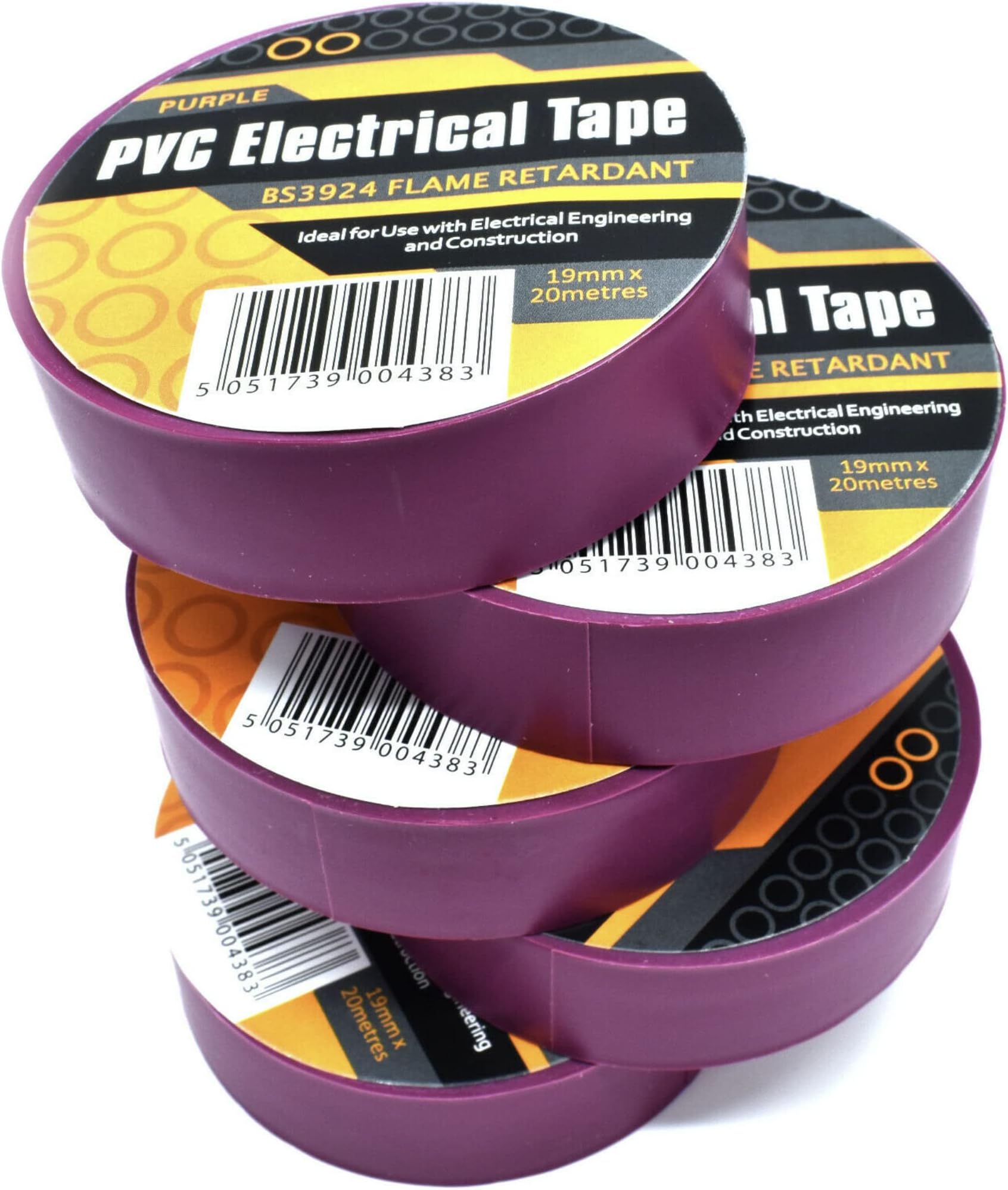2 x Purple Electrical PVC Insulation/Insulating Tape 19mm x 20m - Flame Retardant