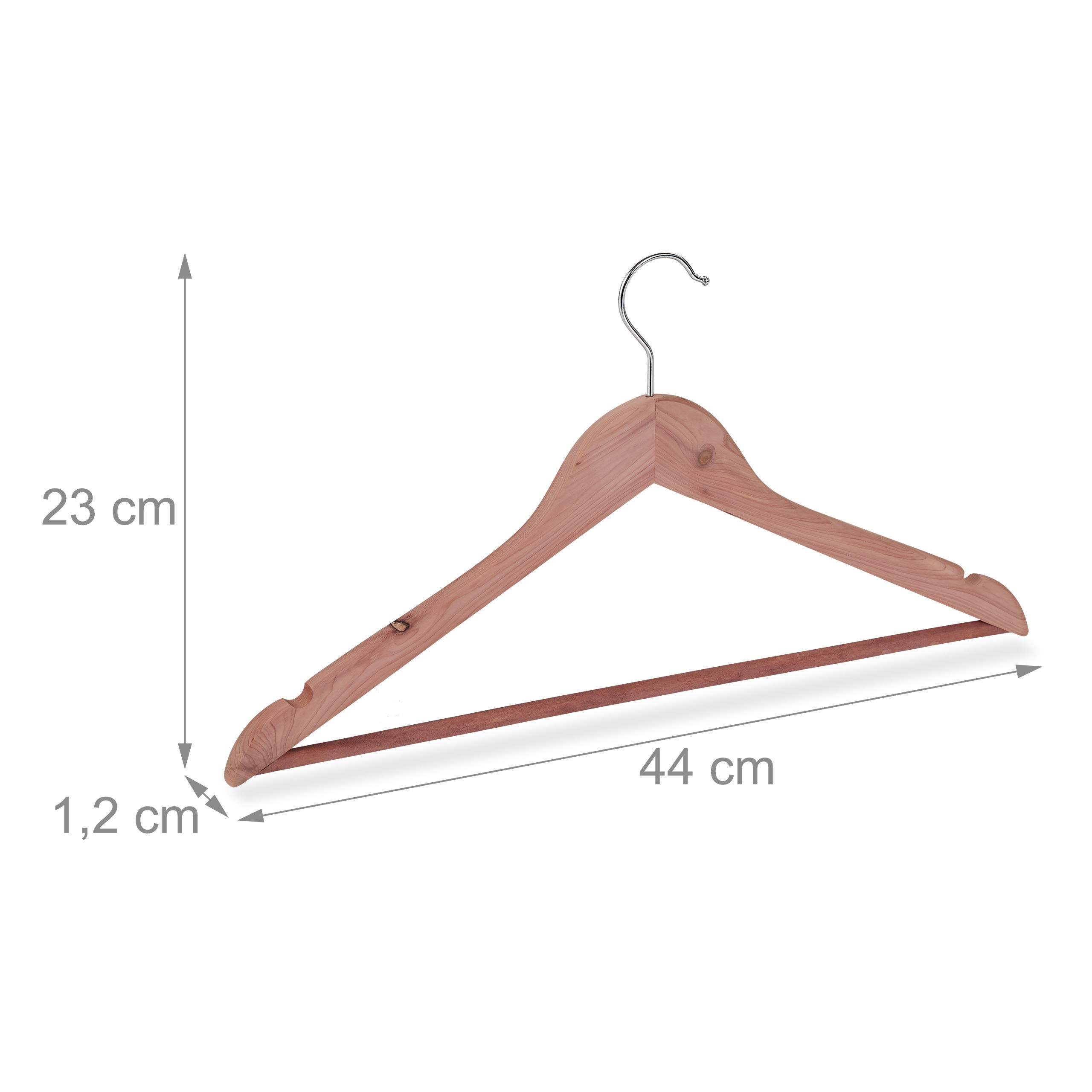 24 Perchas Ropa de Madera de Cedro, para Camisas o Trajes, contra Polillas, 44 cm Ancho, Marrón Natural
