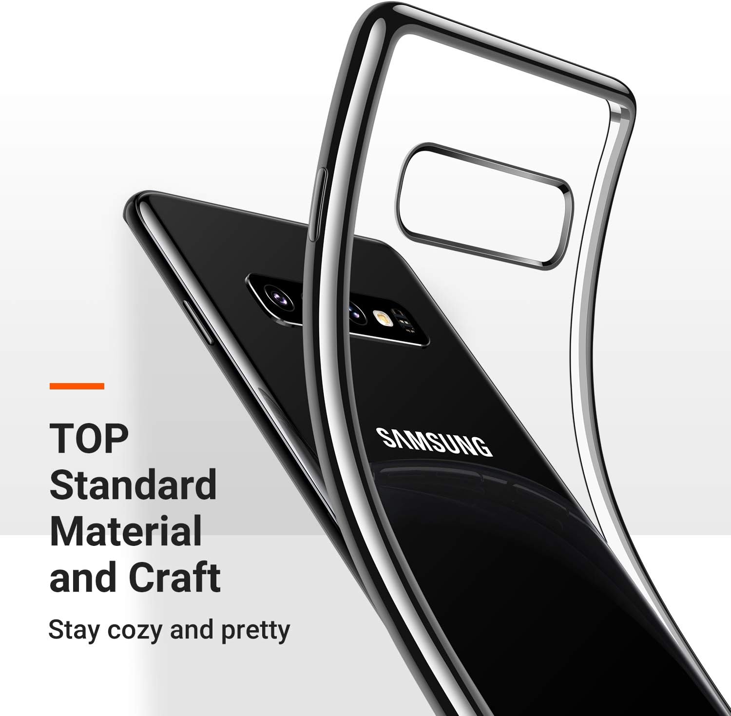 TORRAS Crystal Clear Galaxy S10+ Plus case 6.4 inch, Ultra Thin Slim Fit Flashy Edge Case Soft TPU Cover for Samsung Galaxy S10 Plus, Glossy Black