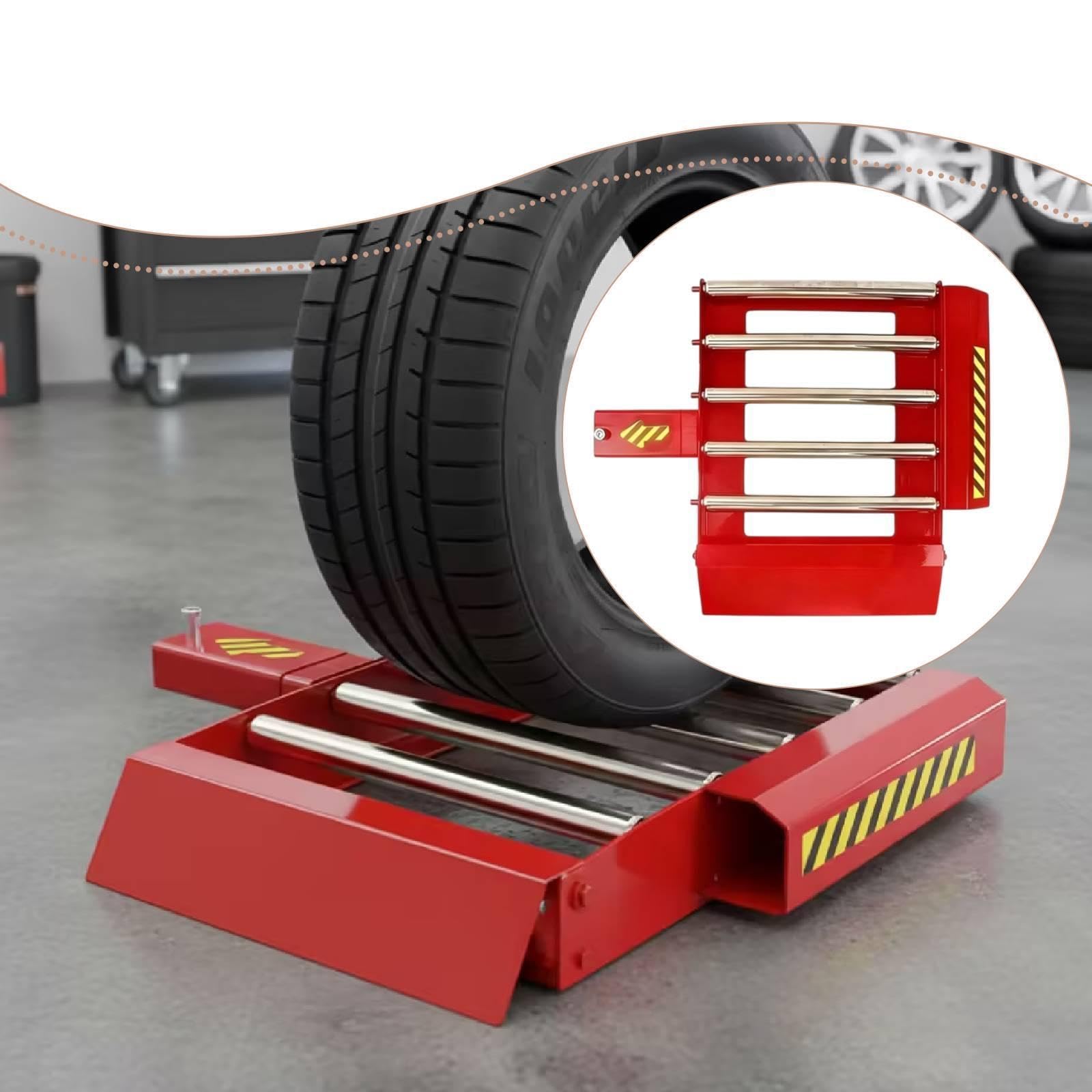 Base per Smontagomme con Ruote, Piastra di Supporto Alta E Portatile per Macchina Smontagomme, Rosso