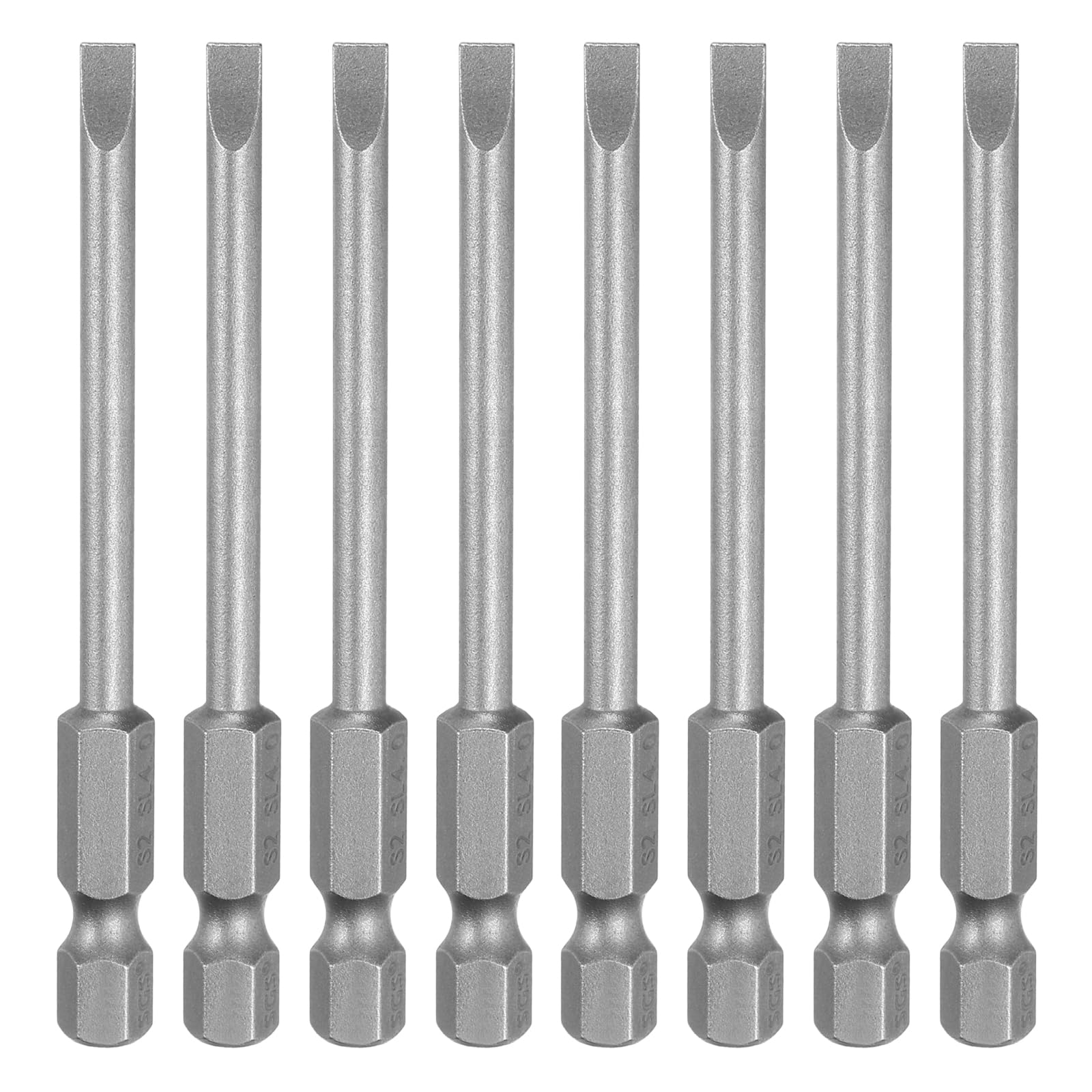 sourcing map 8pcs SL4 Slotted Screwdriver Bits 4mm Slotted Tip 1/4" Hex Shank 75mm (3") Long Magnetic Flat Head S2 Steel Screw Driver Drill Bits Industrial Power Screwdriver Bit