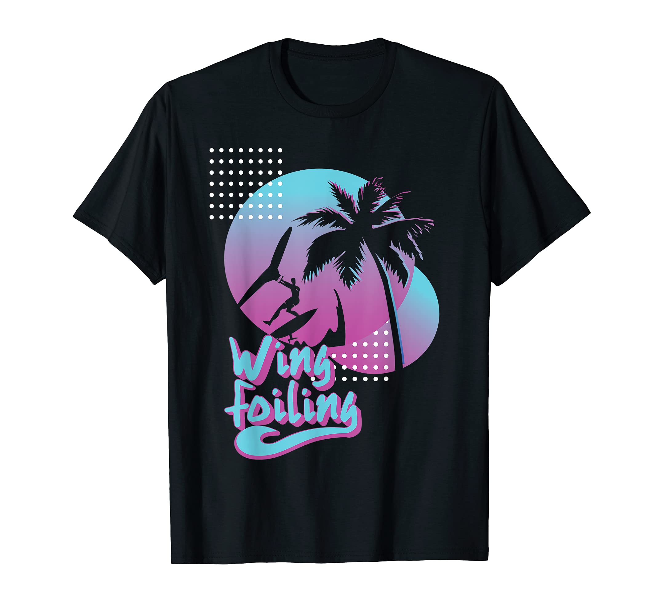Retro Kite Surfing Palm Kiteboard Kitesurf GiftVintage Sun Wing Foil Equipment Kiteboarding Wing Foiling T-Shirt
