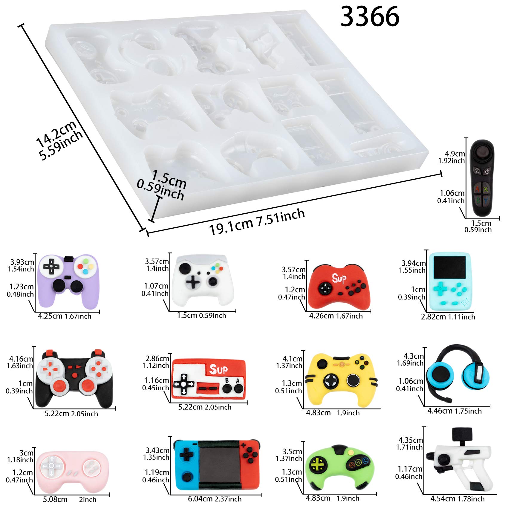 Game Controller Resin Silicone Mould for Epoxy Casting Fondant Cake Decorating, Cupcake Topper, Chocolate - Image 2