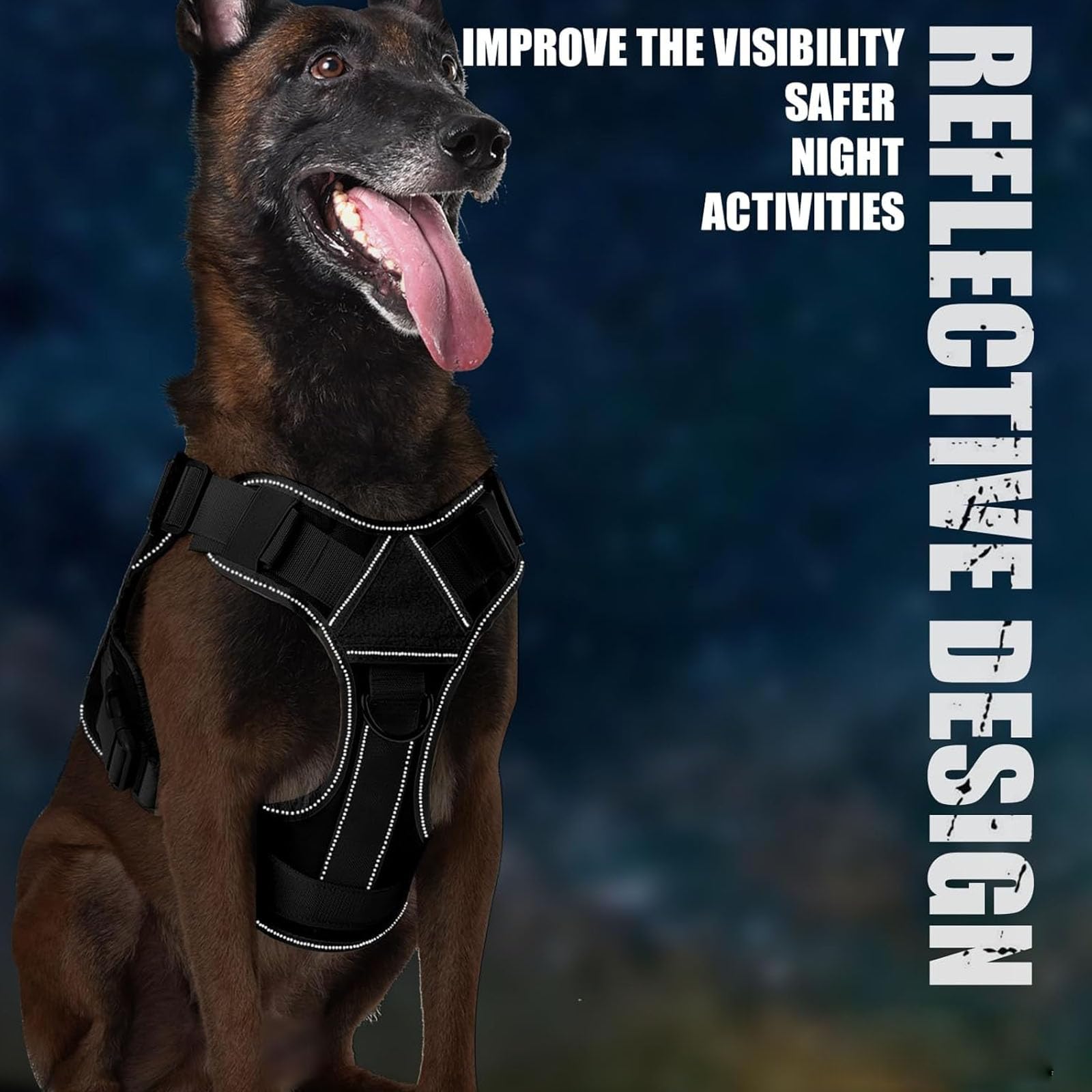 Imbragatura Tattica Riflettente per Cani, Imbracatura per Animali Domestici Regolabile E Facile da Controllare, con Maniglia, Imbracatura Tattica per Cani A Movimento Rapido,B,L
