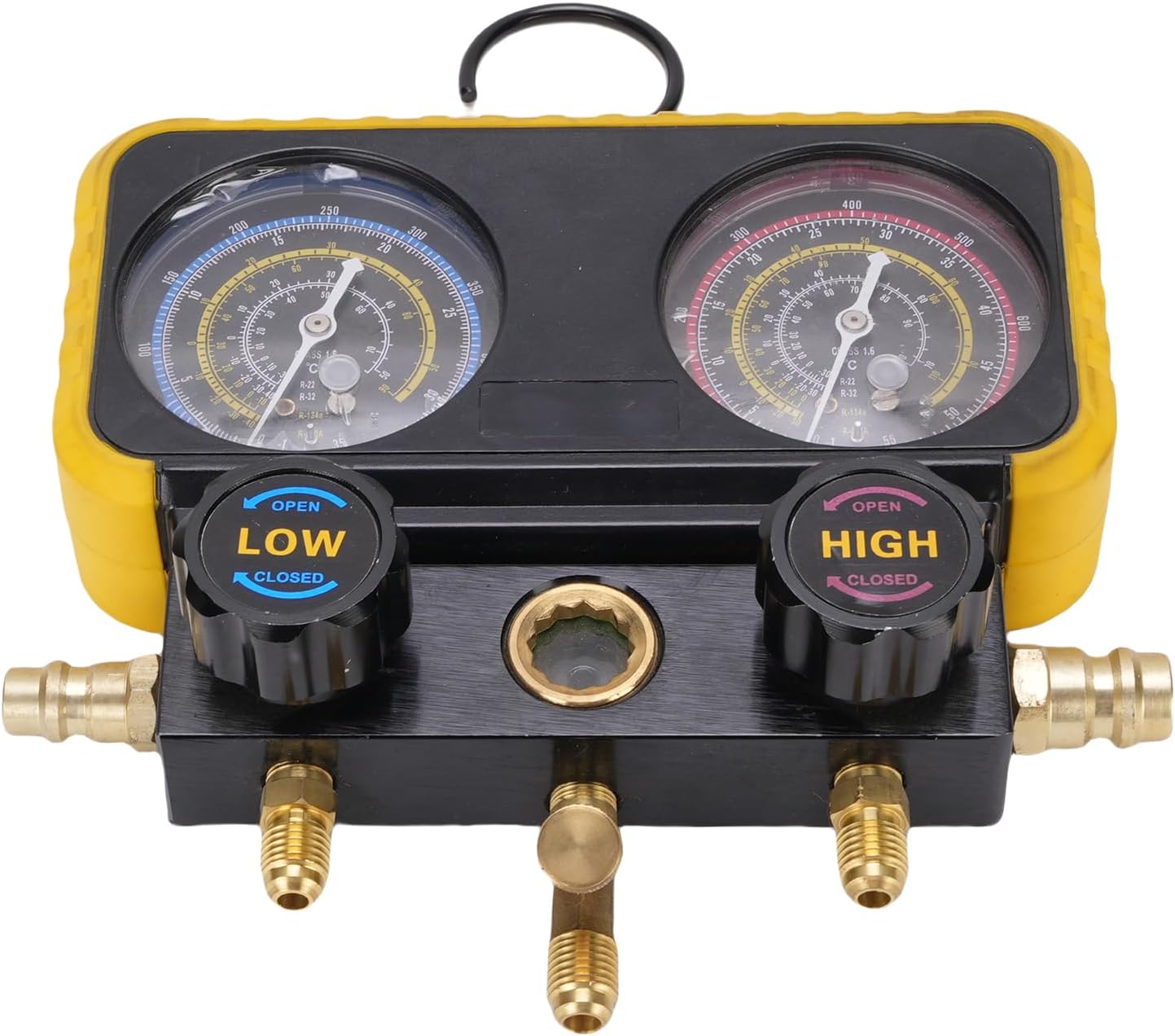 Luocute AC Manifold Gauges Set, Automotive Manifold Gauges with 3 Hoses, Replacement for R410A R32 R134A R22 Refrigerant