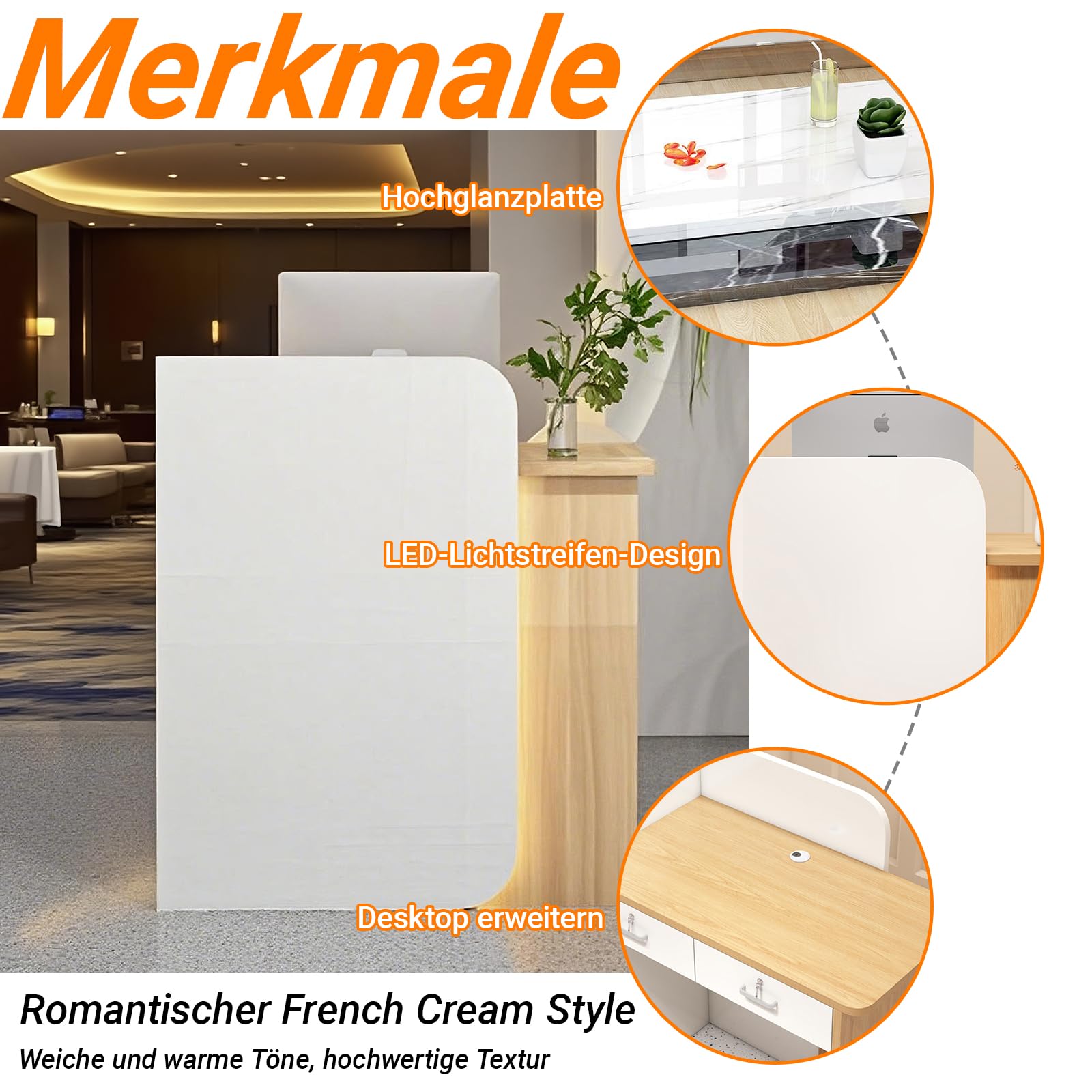 Einzelhandelstheke mit Schubladen, Messetheke Stehpult, Empfangstheke mit Schubladen, Hotel, Salon, Empfang, Kassierer, Rezeption, Supermarkt-Empfangstheke(Schwarz)