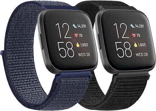 Miniatura 1 de Amzpas Correa compatible con Fitbit Versa 2 bandas para mujeres y hombres, correa deportiva de repuesto de nailon suave para Fitbit Versa 2, Fitbit