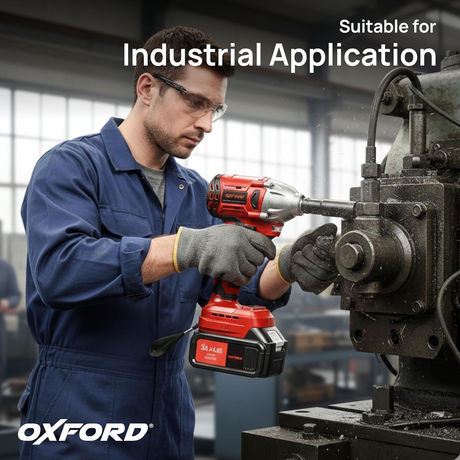 Oxford® OIW-3220 20V Brushless Cordless Impact Wrench Machine | 300Nm High Torque | ½” Square Drive + ¼” Hex | 2800 RPM | 3000 IPM | 2 x 3.0Ah Batteries | LED Light 3