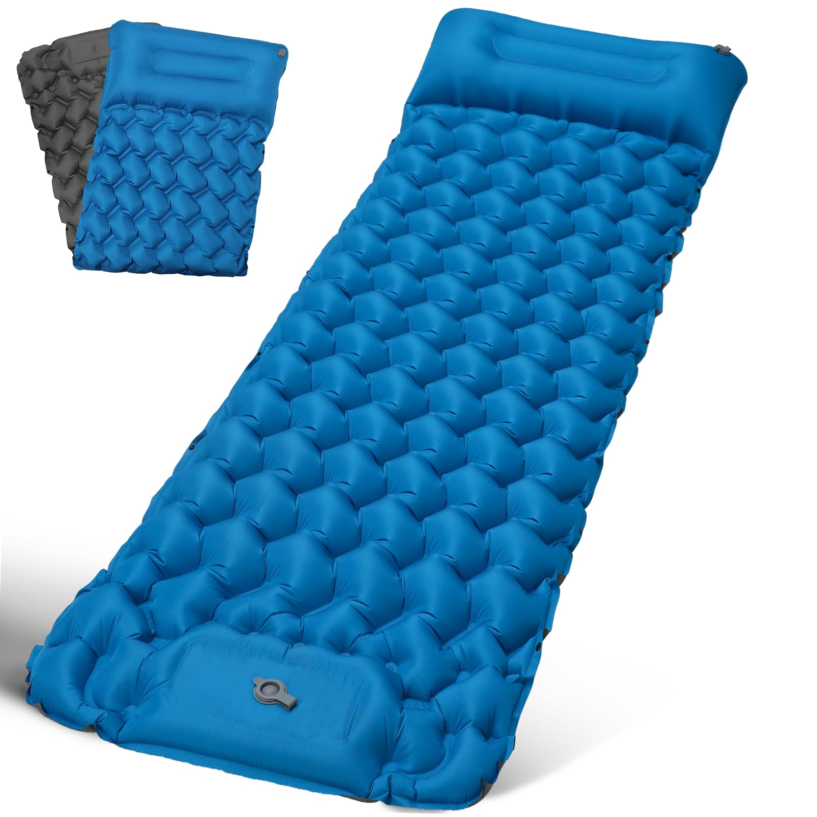 FORRINX Sleeping Pad Ultralight Inflatable Camping Mat Self Inflating 200x68cm Built-in Foot Pump Camping Mattress Portable Air Bed Waterproof Compact 30x12cm for Backpacking, Hiking, Beach, Tent