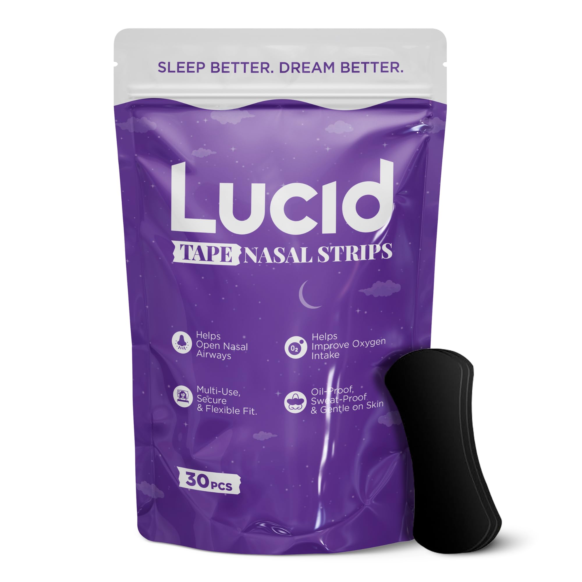 Lucid Nasal Strips for Snoring Better Sleep Nose Strips for Breathing Support Gentle Adhesive Drug-Free Snoring Relief -