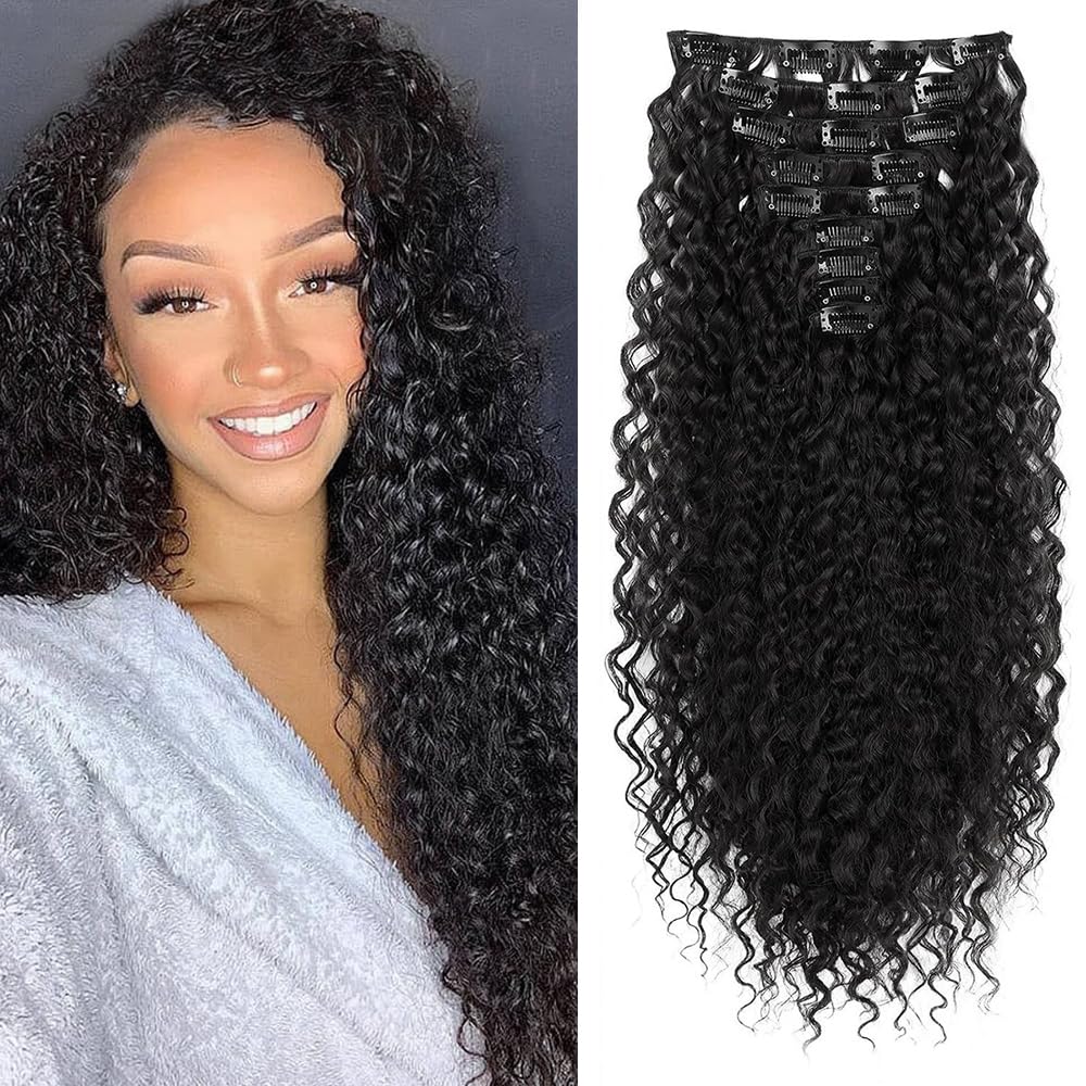 Postiche afro bouclé à clip fibre douce et résistante, confort longue durée, parfait pour look unique au quotidien, événements culturels, fêtes et concerts en plein air(Noir-1b)