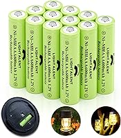 Vista 10 de Baterías recargables Ni-MH AA, batería precargada de alta capacidad Double A de 1.2V para luces solares de exterior (AA-1300mAh-12pack)