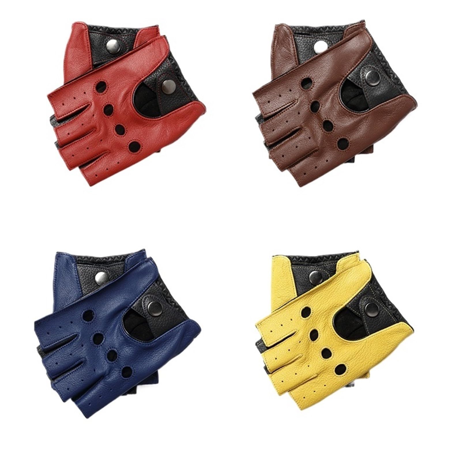 Guanti da Guida in Pelle Guanti da uomo in pelle a mezza dita sottili primaverili, guida e equitazione, Luvas Guantes