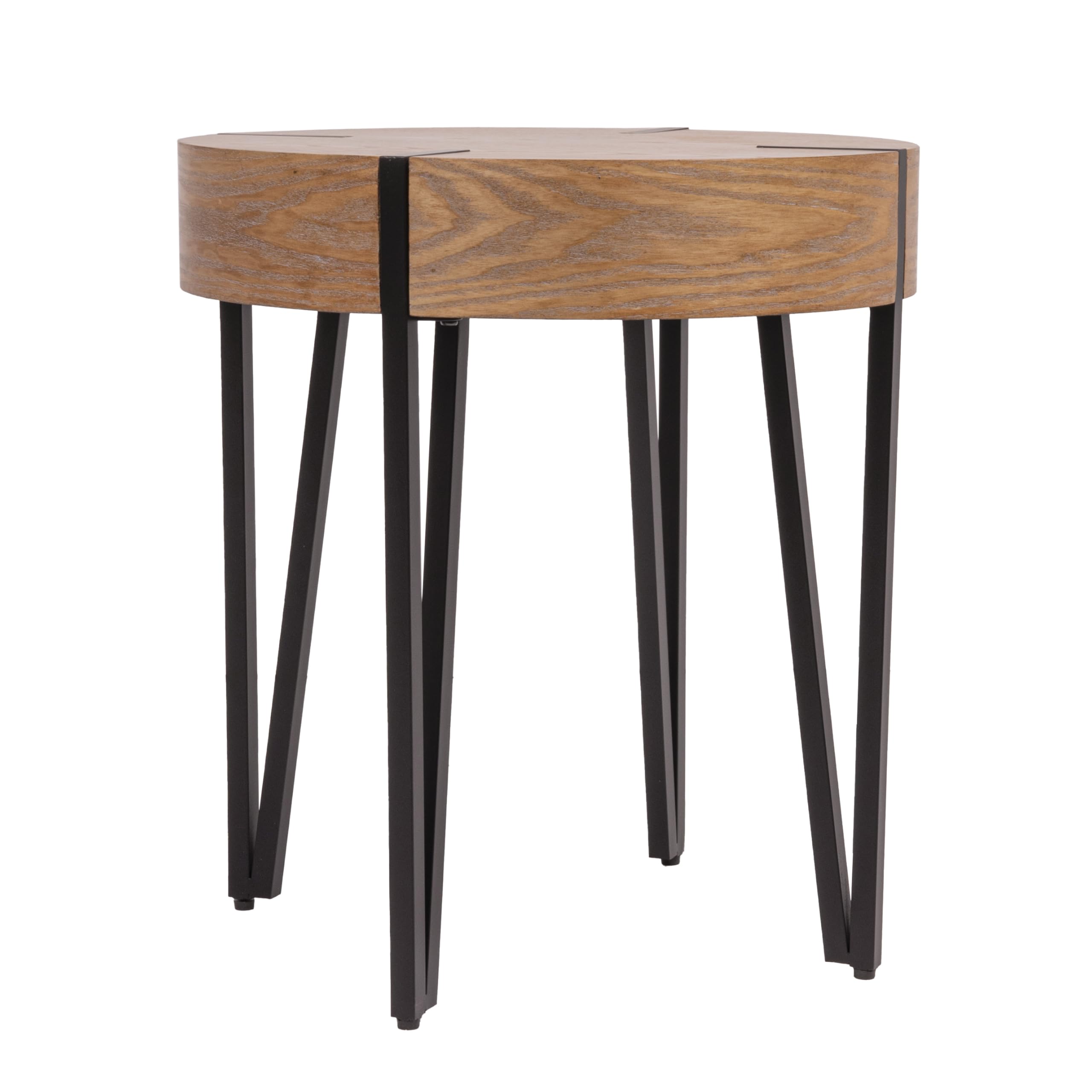 Creative Co-Op Astoria Wood End Table with Metal Hairpin Legs, Natural and Black