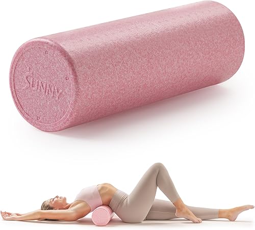 Sunny Health & Fitness Rodillo de espuma de alta densidad de 12" a 36", para estiramiento y recuperación muscular - Negro, azul, rosa