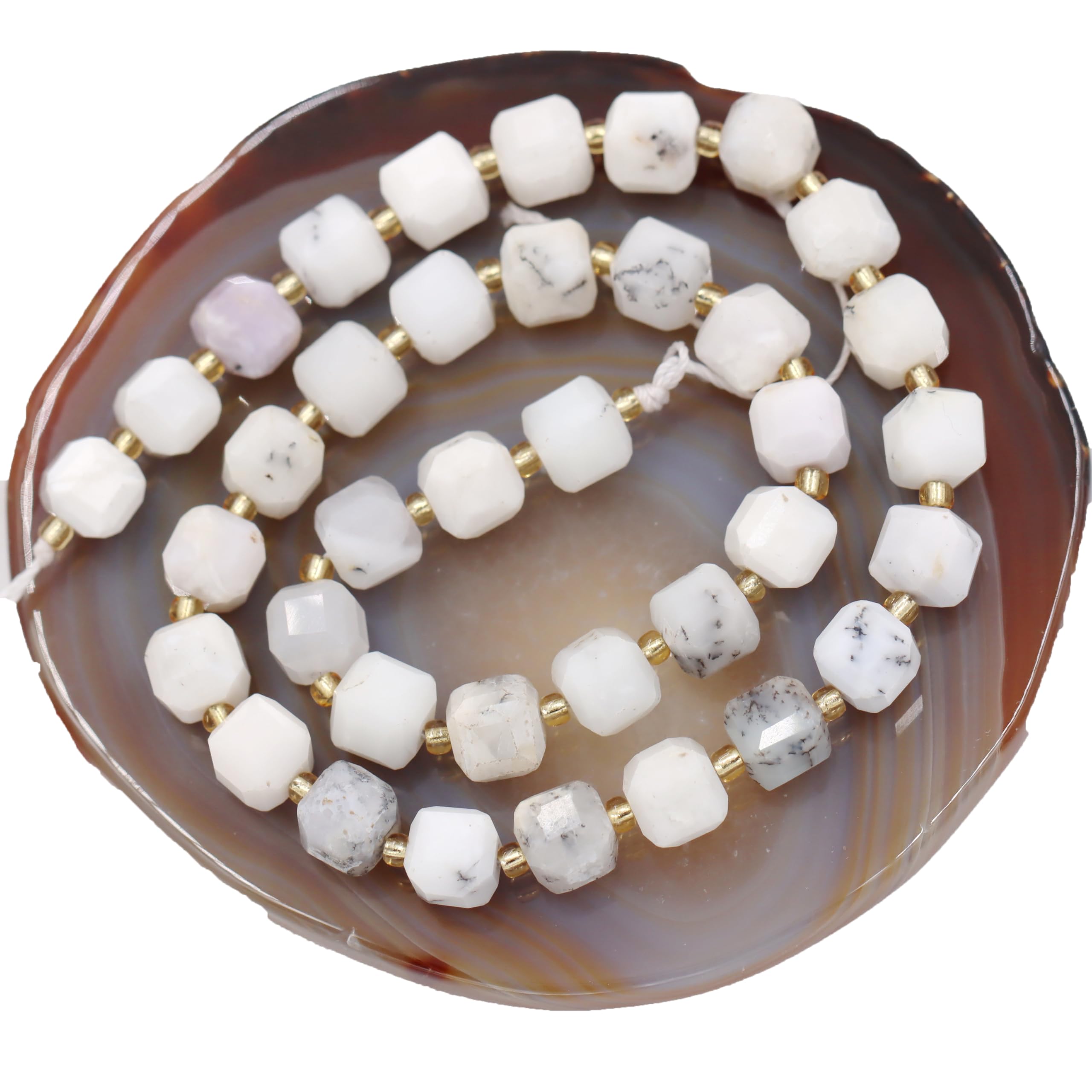 Koraliki z kamienia naturalnego do produkcji biżuterii, sprzedawane na torbę 5-pasma wewnątrz, fasetowana kostka White Jasper 6mm
